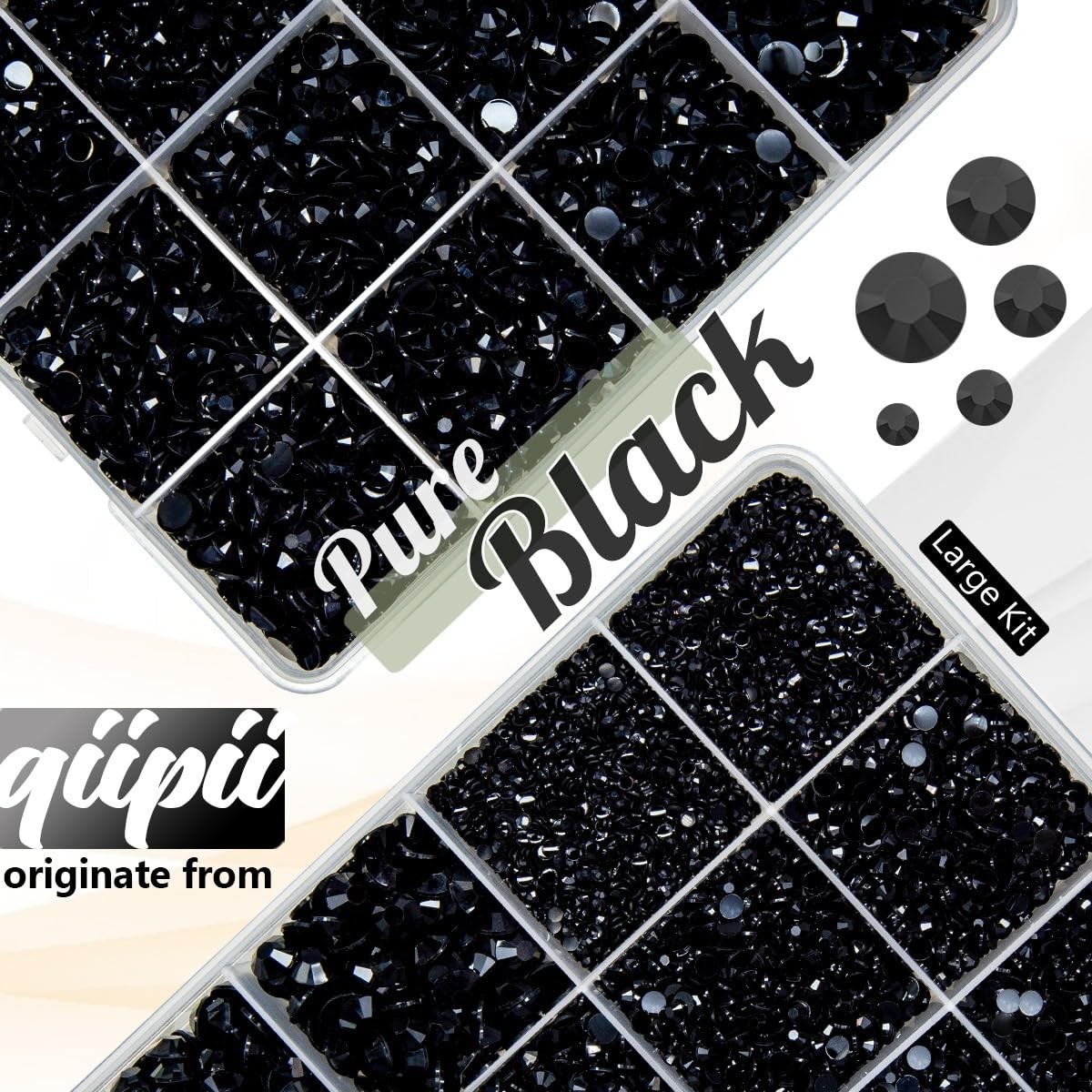 qiipii Pure Black Jelly Resin Flatback Rhinestones w B7000 Glue for Bedazzlin…
