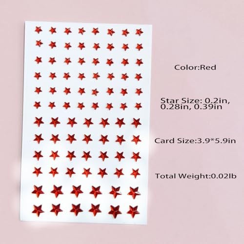 Red Blue White Star Nail Stickers 3D Embossed Self Adhesive Independence Style3