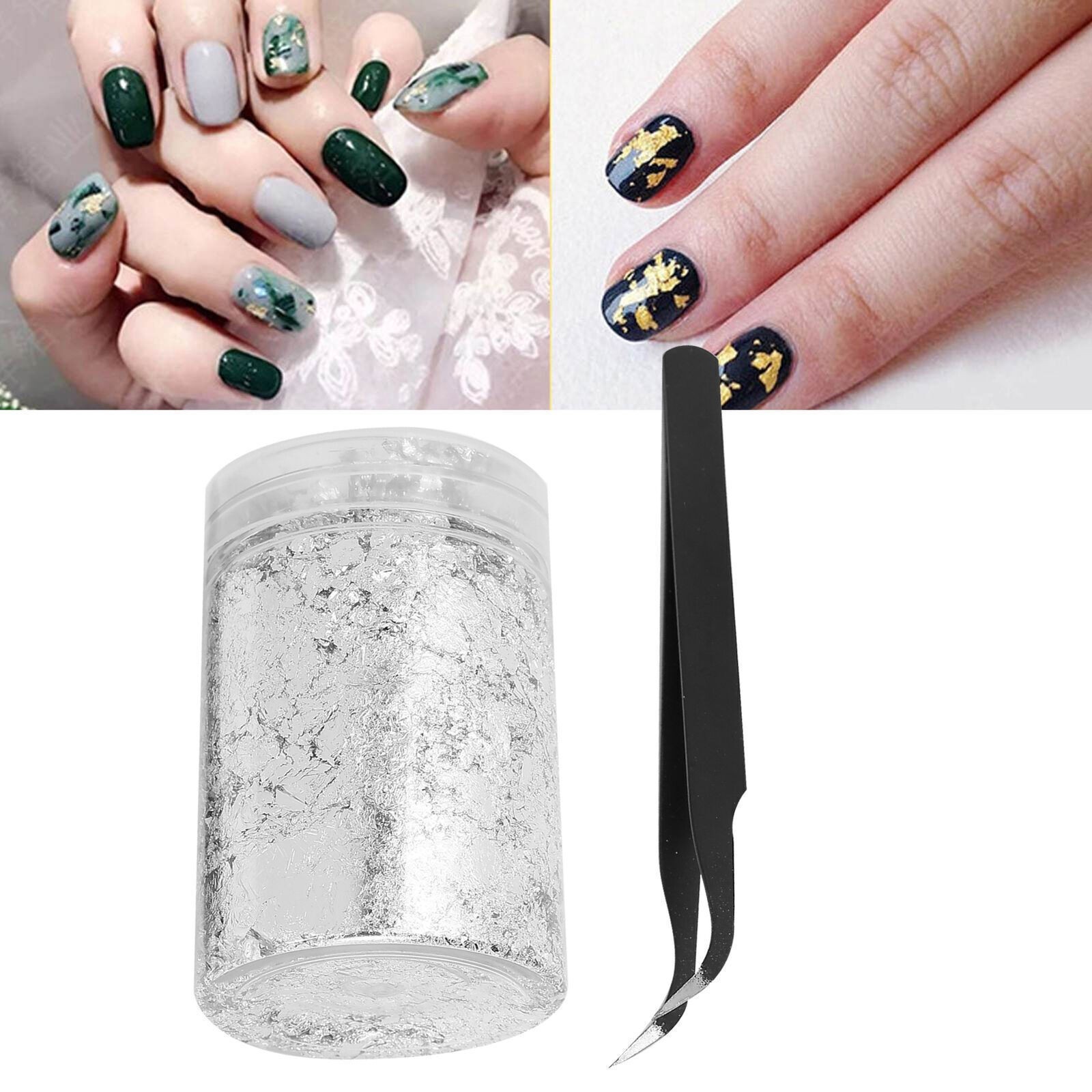 Nail Art DIY Gold Flakes Shiny Silver Foil Glitter Decoration Manicure Tool