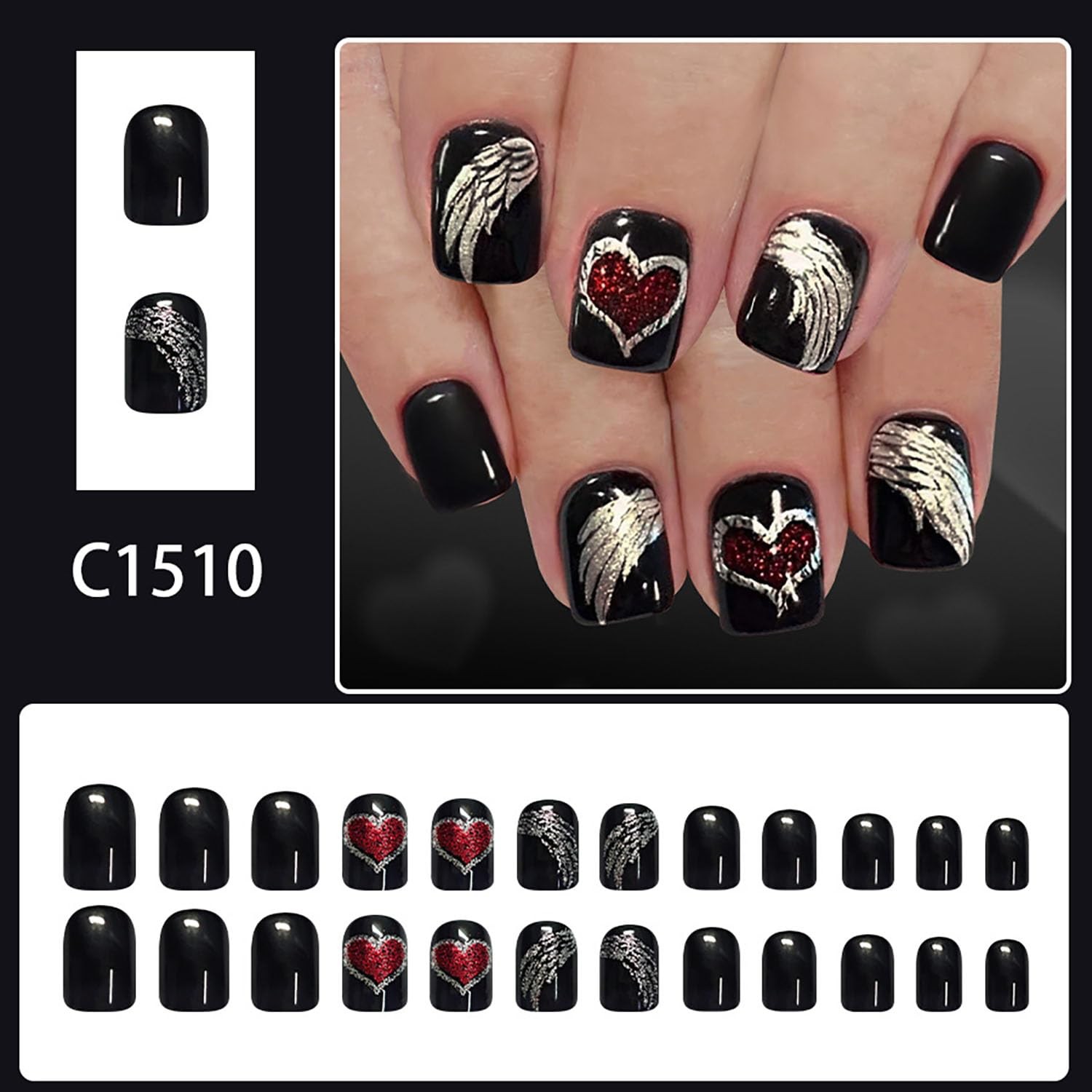 Press on Nails Short Square Shaped Acrylic Extra Short Length Square False Na…