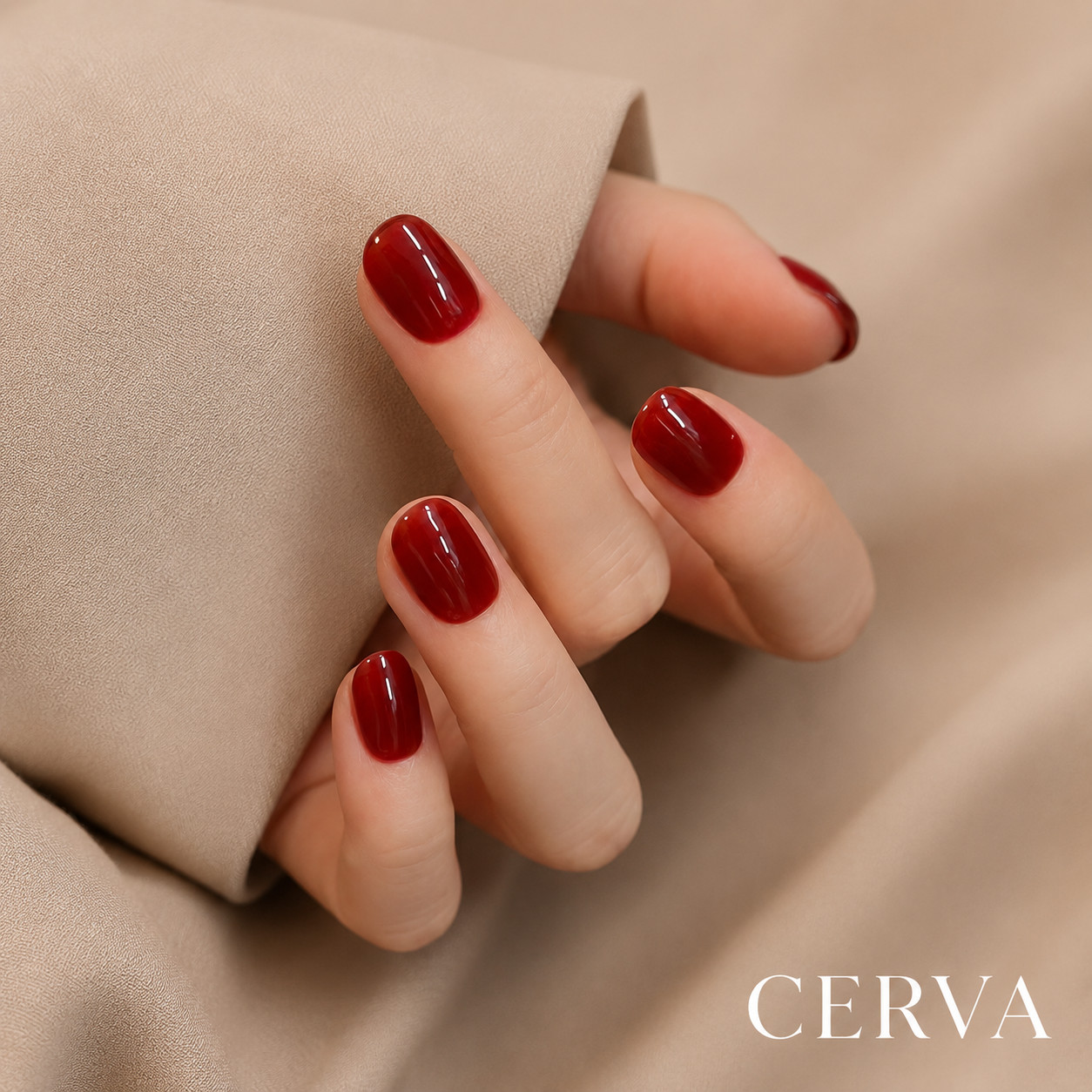 Handmade Deep Red Press On Nails Coffin Glossy Gel Luxury Reusable Fake Nails