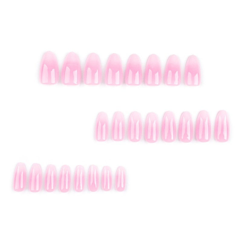 48Pcs-Baby Pink Ombre Press on Nails Medium Almond Nail Gloss Gradient Finish