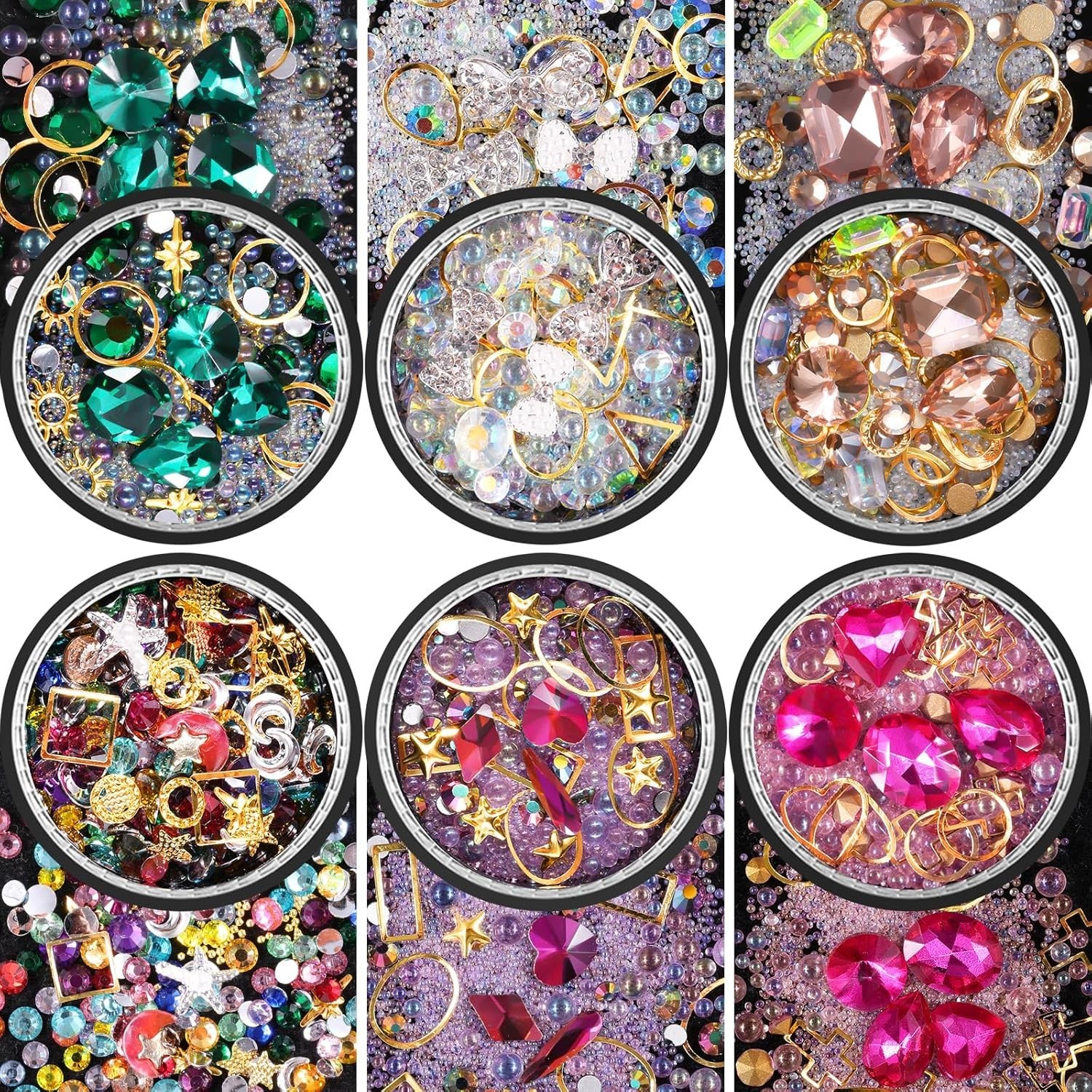 High-Quality Mixed Rhinestones Kit with Crystal Beads – 6 Designs Included