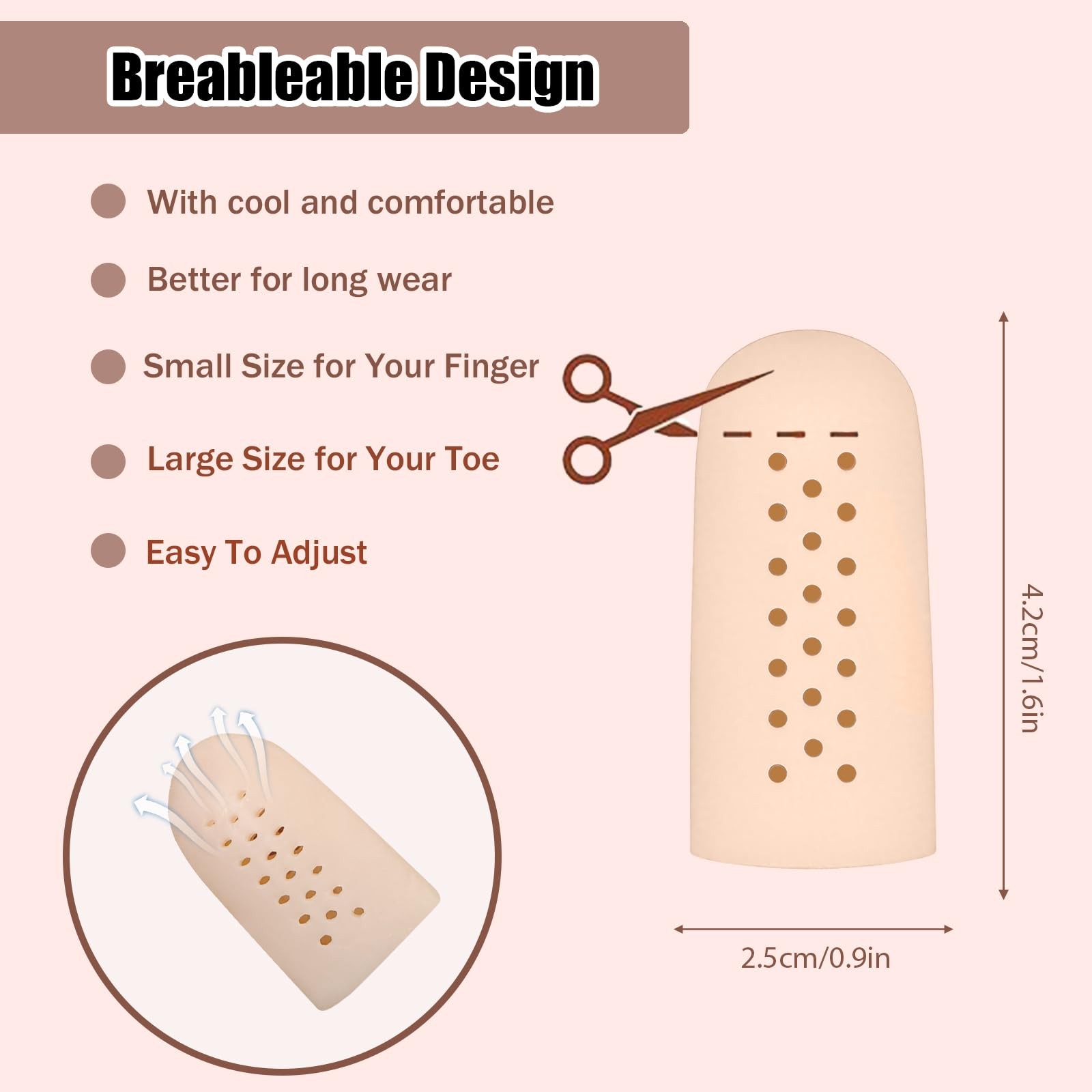 16 PCS Breathable Gel Finger Cots Tip Protection Protectors Promote Healing
