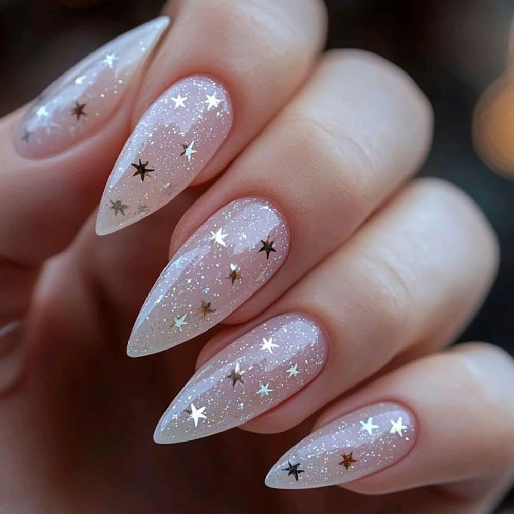 4 Jars Silver Glitter for Nails Design Shiny Nail Glitter Flakes Sparkling Si…