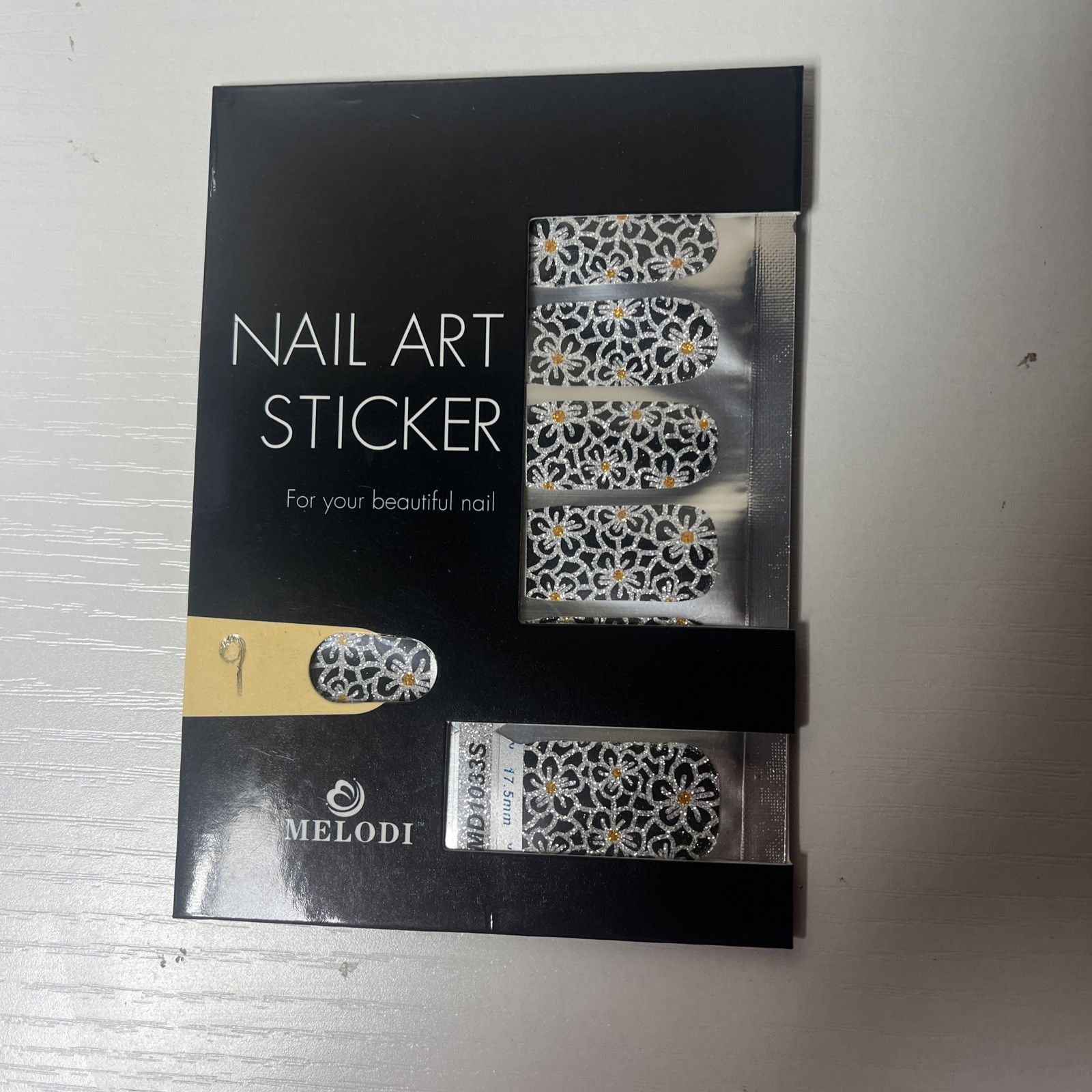 NAIL ART STICKER 14 Piece Set 30MM Long flower sparkly