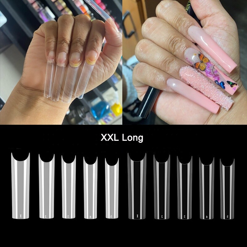 100/500Pcs XXL C Curve Half Cover French Artificial False Nail Tips -Jargod