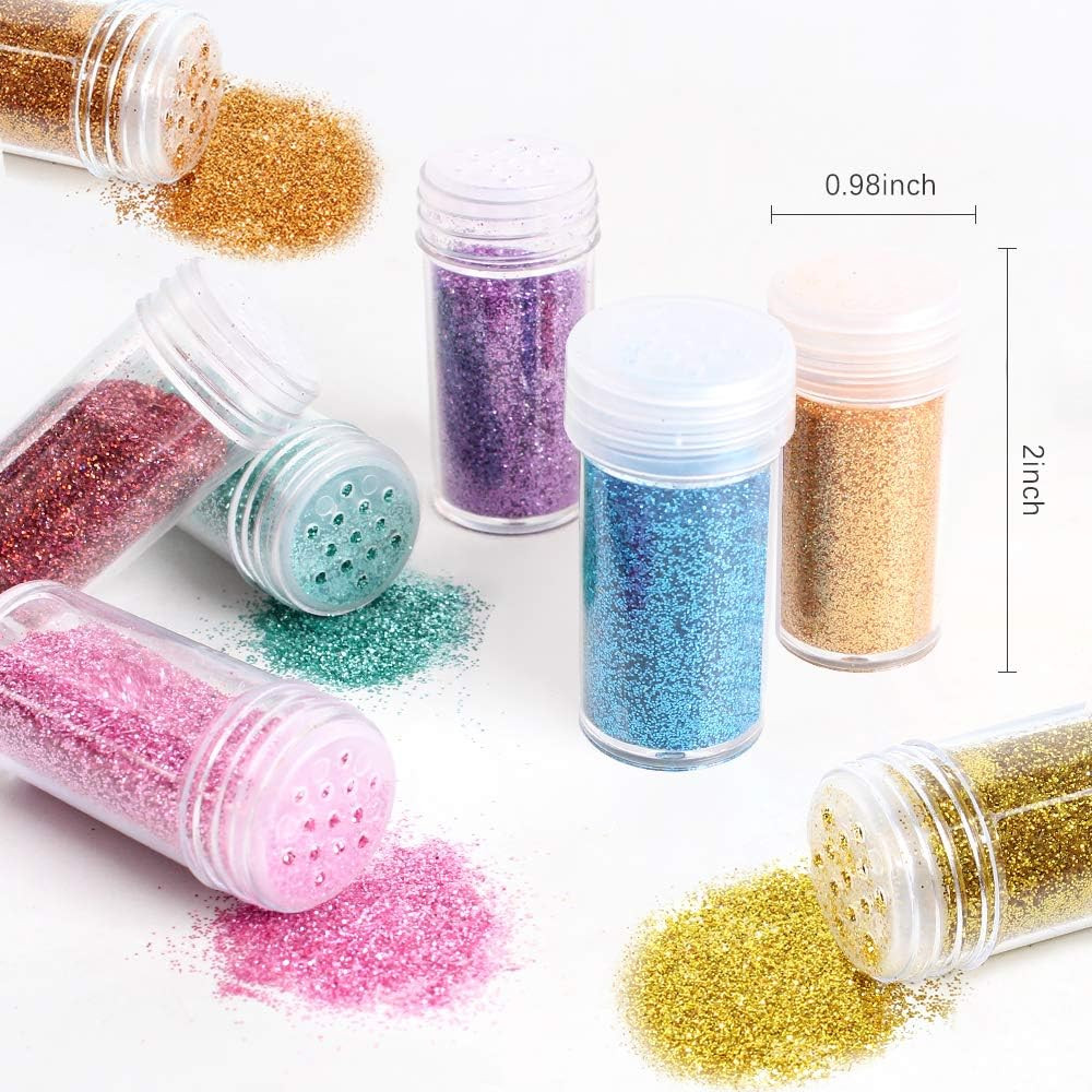 Extra Fine Glitter, Set of 24 Colors Body Cosmetic Glitter, Nail Arts Face Hair