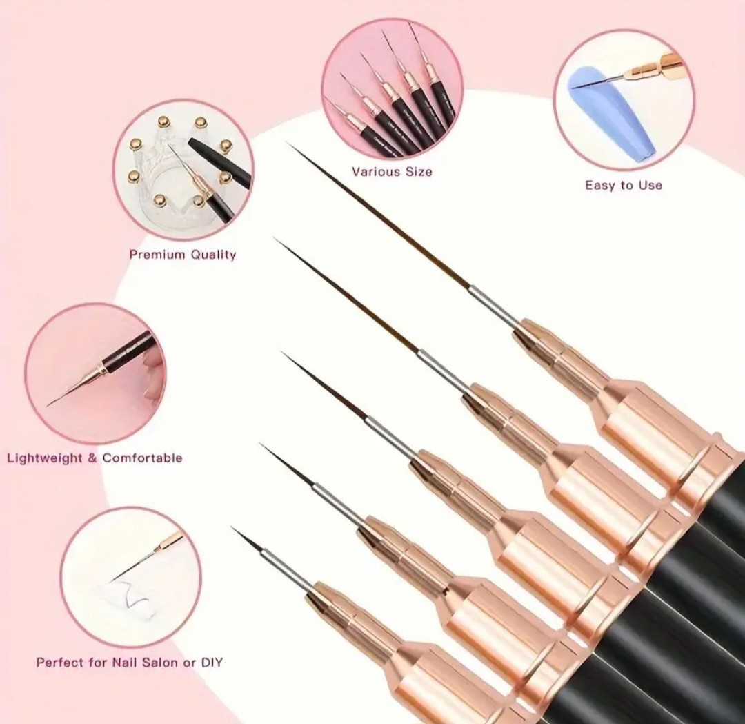[Professional Nail Brush Set] 5pcs Professional Black Nail Brush Set with…