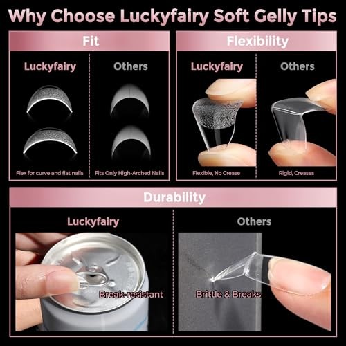 Short Almond Nail Tips, 240pcs Soft Nail Gel Tips Pre-Shaped A-ShortAlmond
