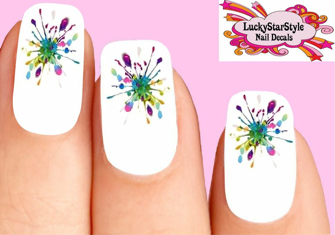 Waterslide Nail Decals Set of 20 – Colorful Paint Splatter