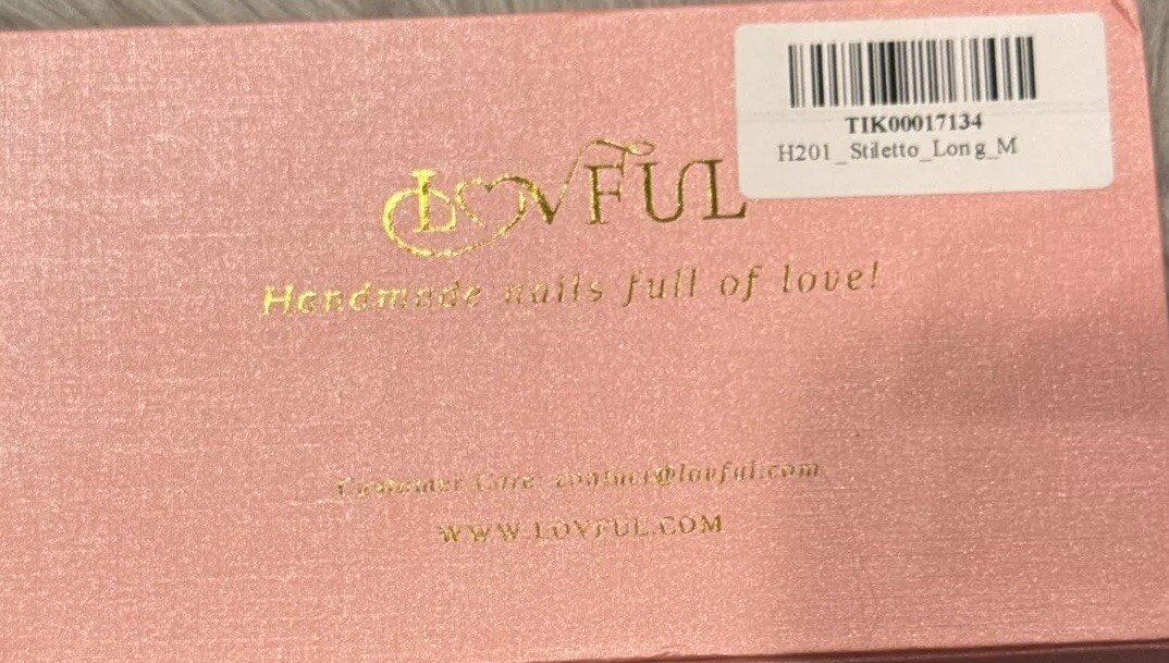 Lovful H201 Stilletto Long Size Medium Acrylic Press On Nails