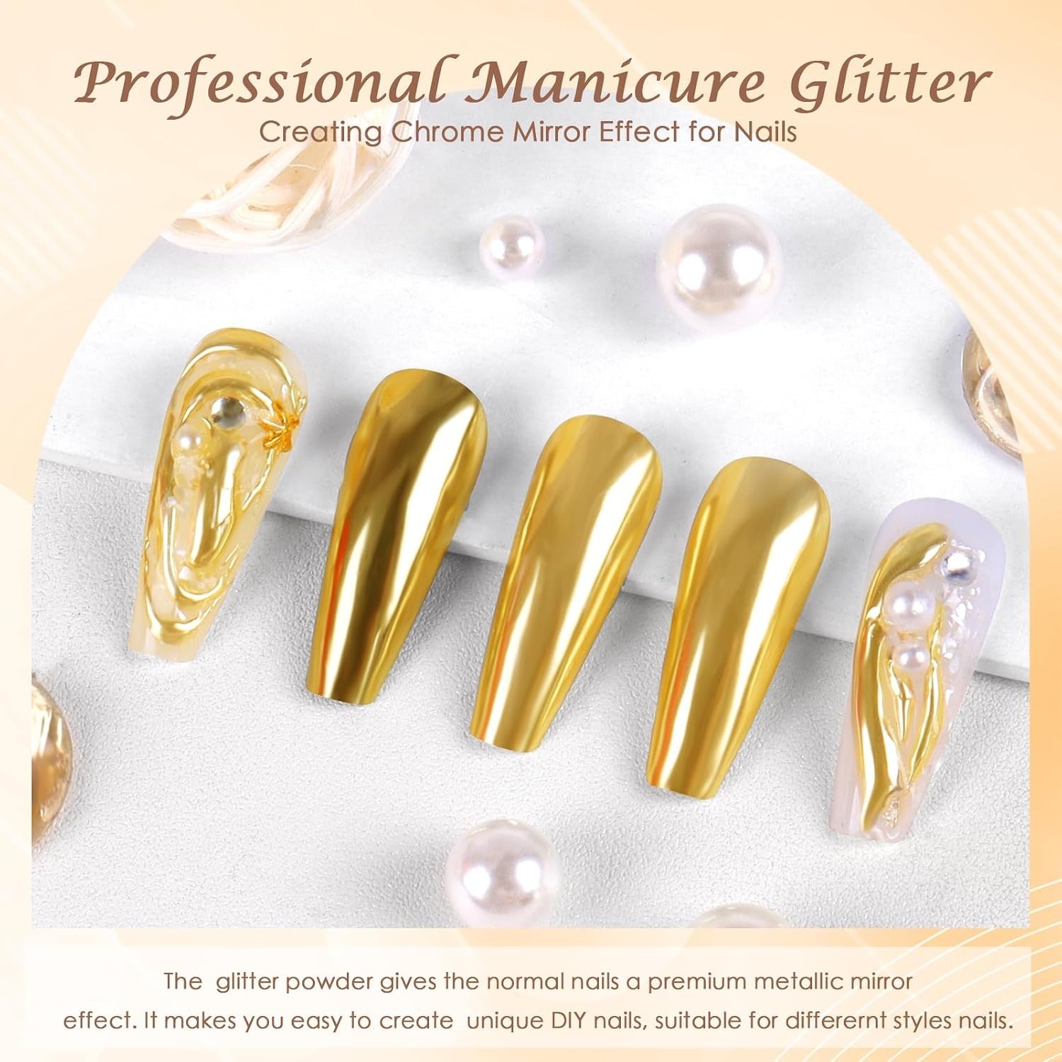 Bright Gold Chrome Nail Powder – Mirror Effect Pigment for Glamorous DIY Nails