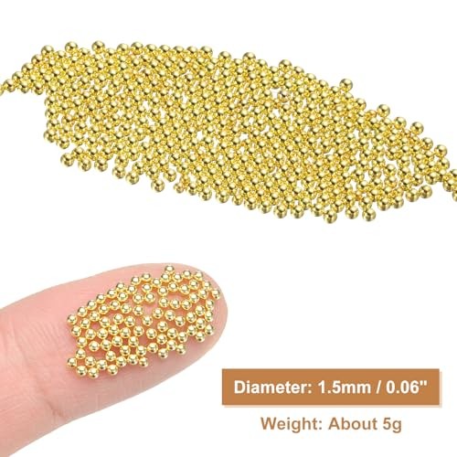 Nail Art Beads 0.06″ (1.5mm) Mini Metal 3D Caviar 1.5mm / 0.06″ Gold Tone