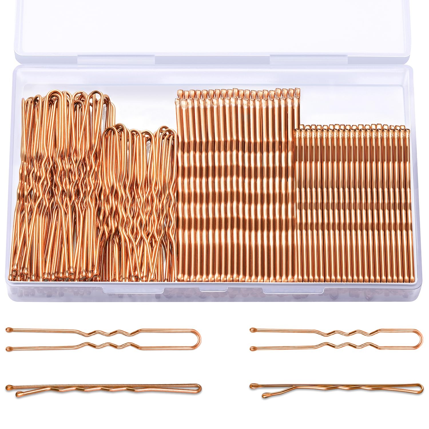 TsMADDTs Hair Pins, 200 pcs Rose Gold Bobby U Shaped Pins D-Rose