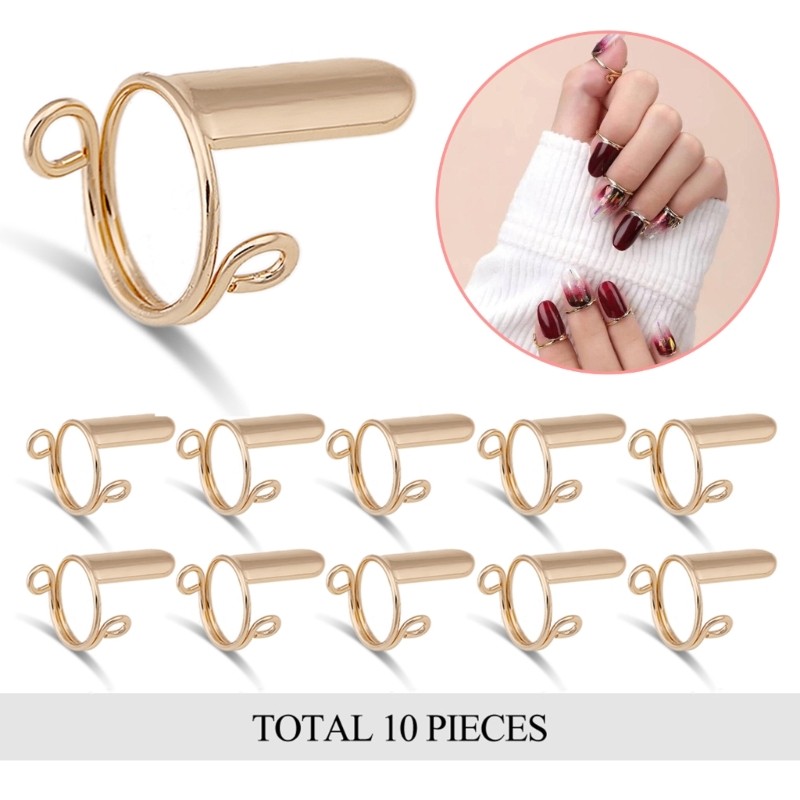 Adjustable Nail Rings for Acrylic Nail,Press on Nail Metal Fingernail Rings