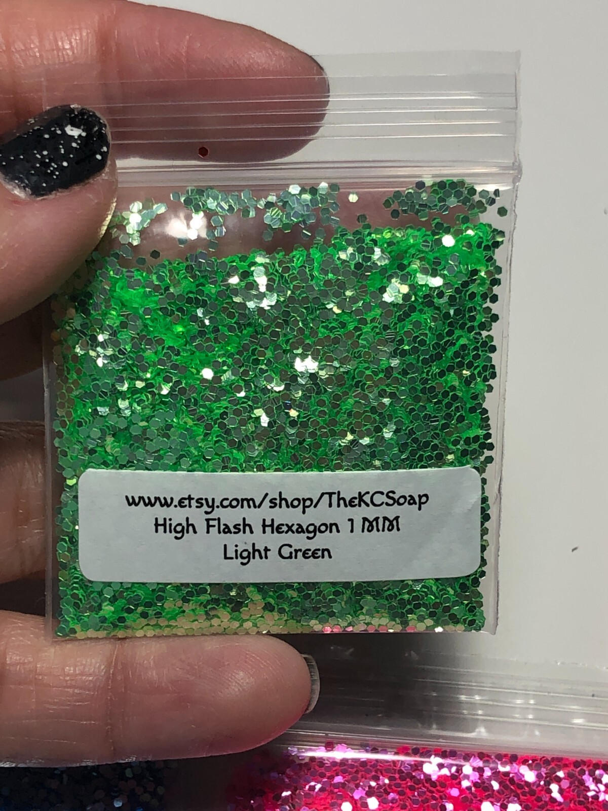 50g Solvent Resistant HIGH FLASH HEXAGON 1MM Glitter LIGHT GREEN ART Nail Craft