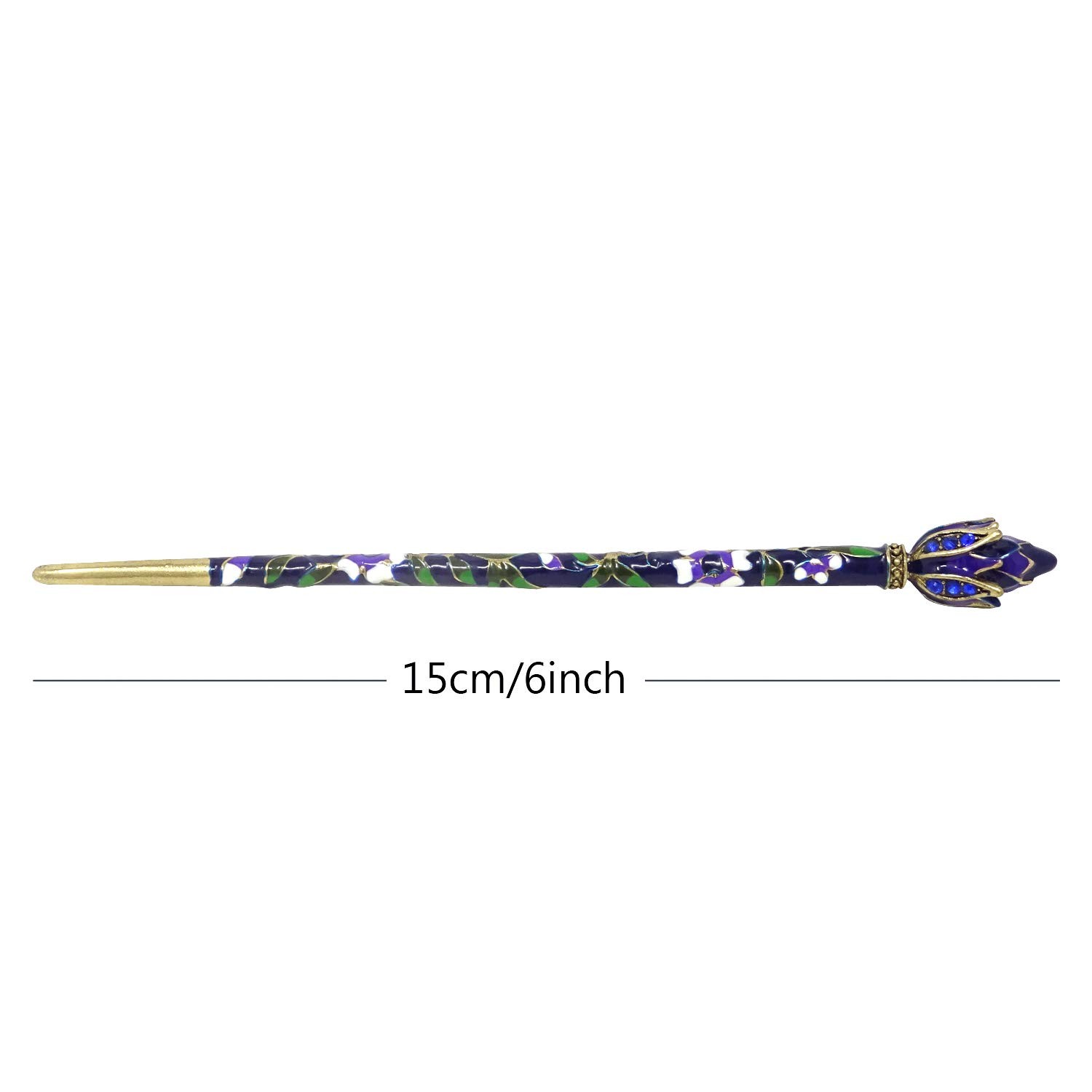 Honbay Cloisonn Vintage Hair Stick With Lotus 1 Count (Pack of 1), Blue