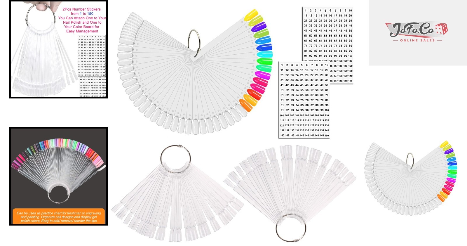 150 Pcs Transparent Nail Swatch Sticks – Complete Set for Art Display & Practice