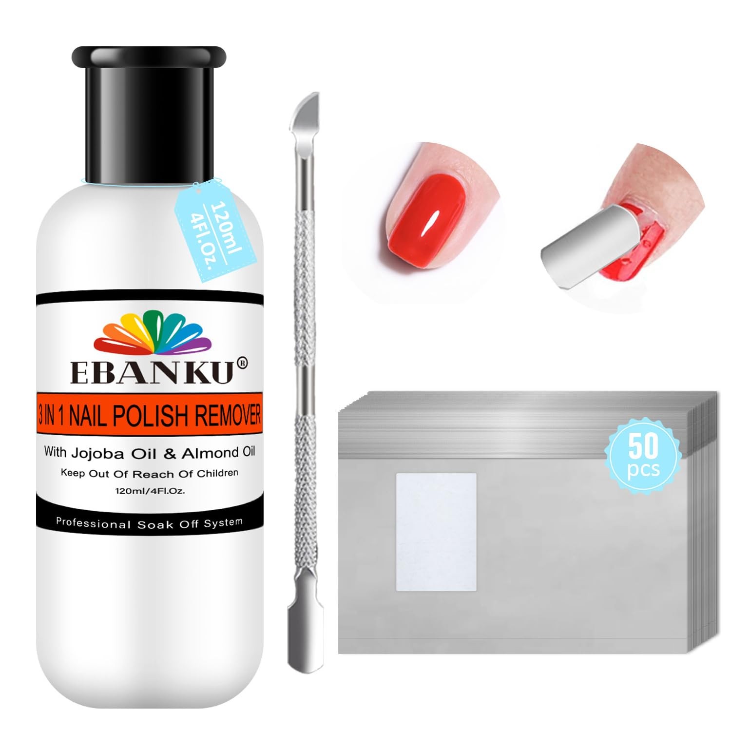 EBANKU Nail Polish 1 Fl Oz (Pack of 1), Remover & Foil 120ML