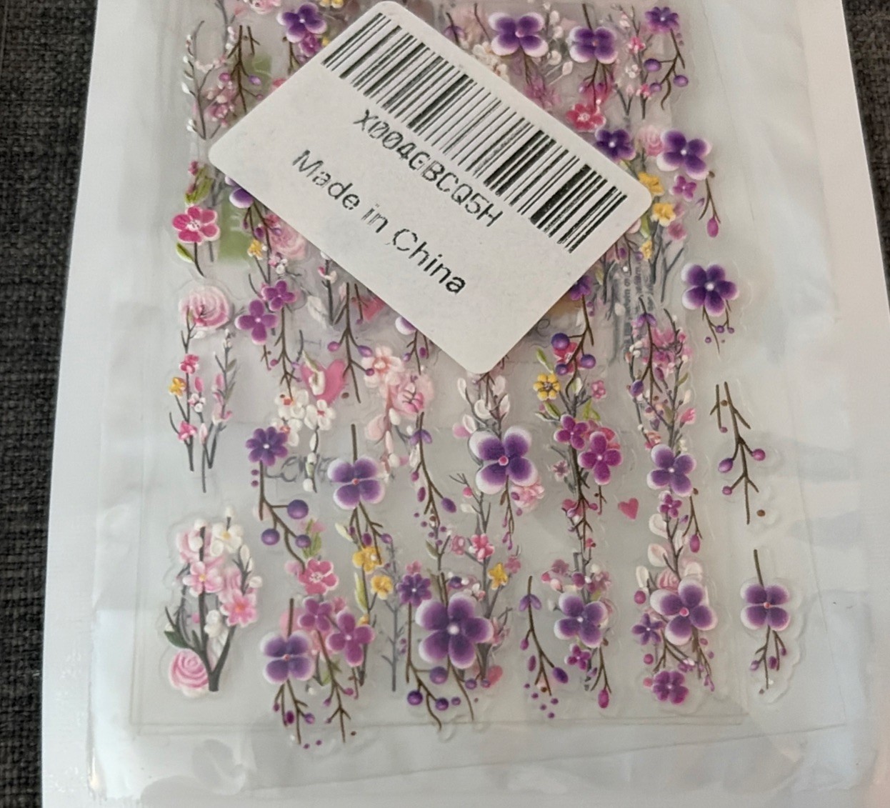 Lot Of 2 New Nail Art Adhesive Stickers Decals Purple Flowers Pink Butterflies