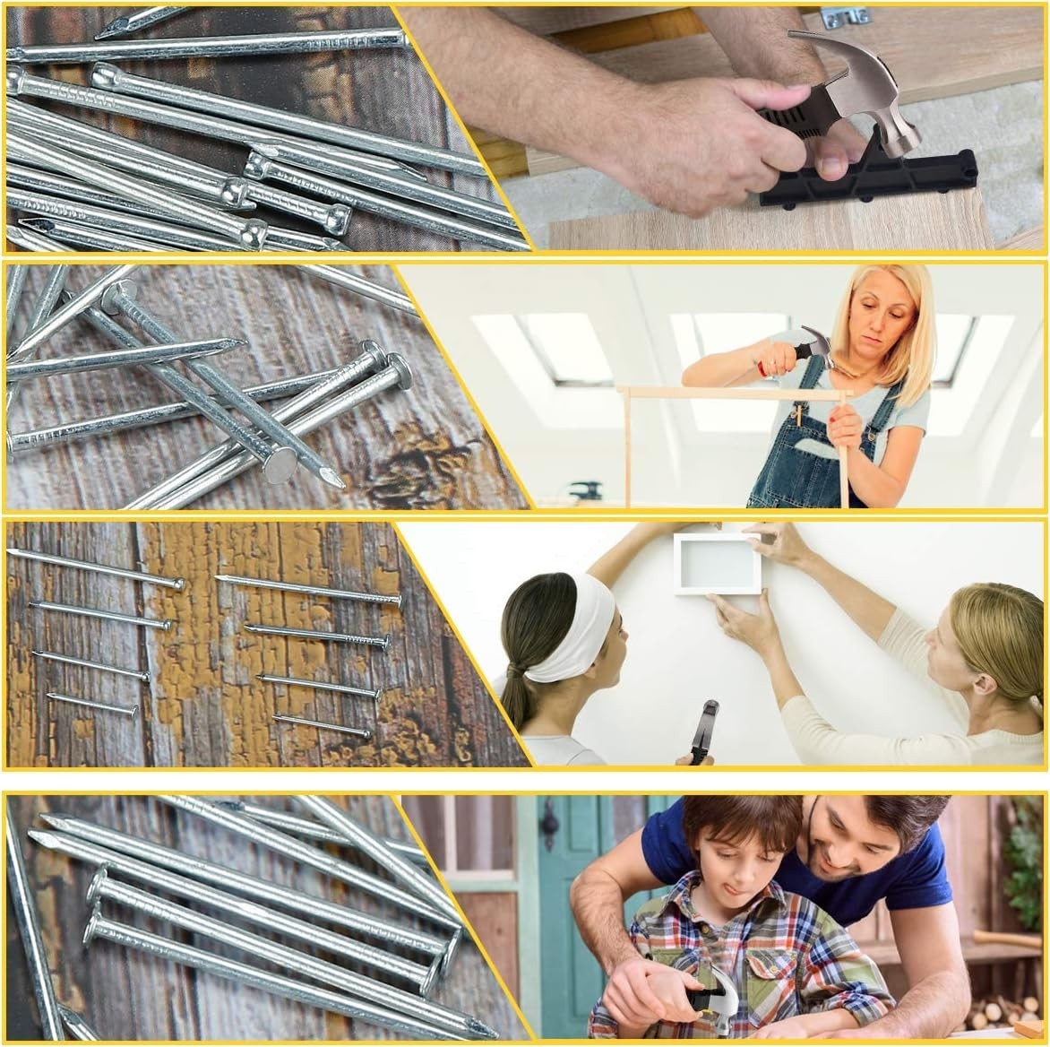 Comprehensive 700PC Nail Kit with Portable 8oz Hammer for Home Decor Projects