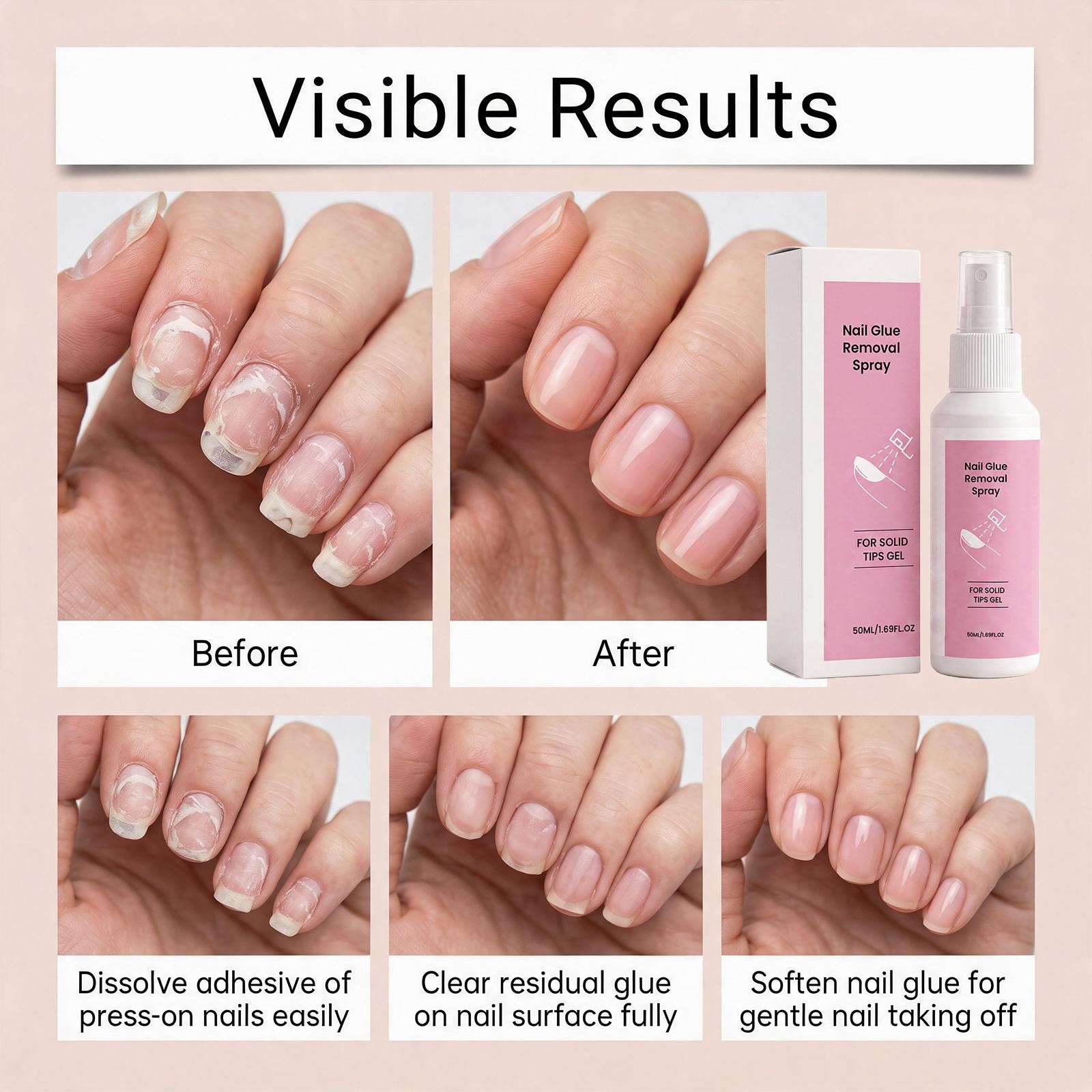 50ml Nail Glue Removal Spray For Solid Tips Gel Fake Nail Adhesive Remover Spray