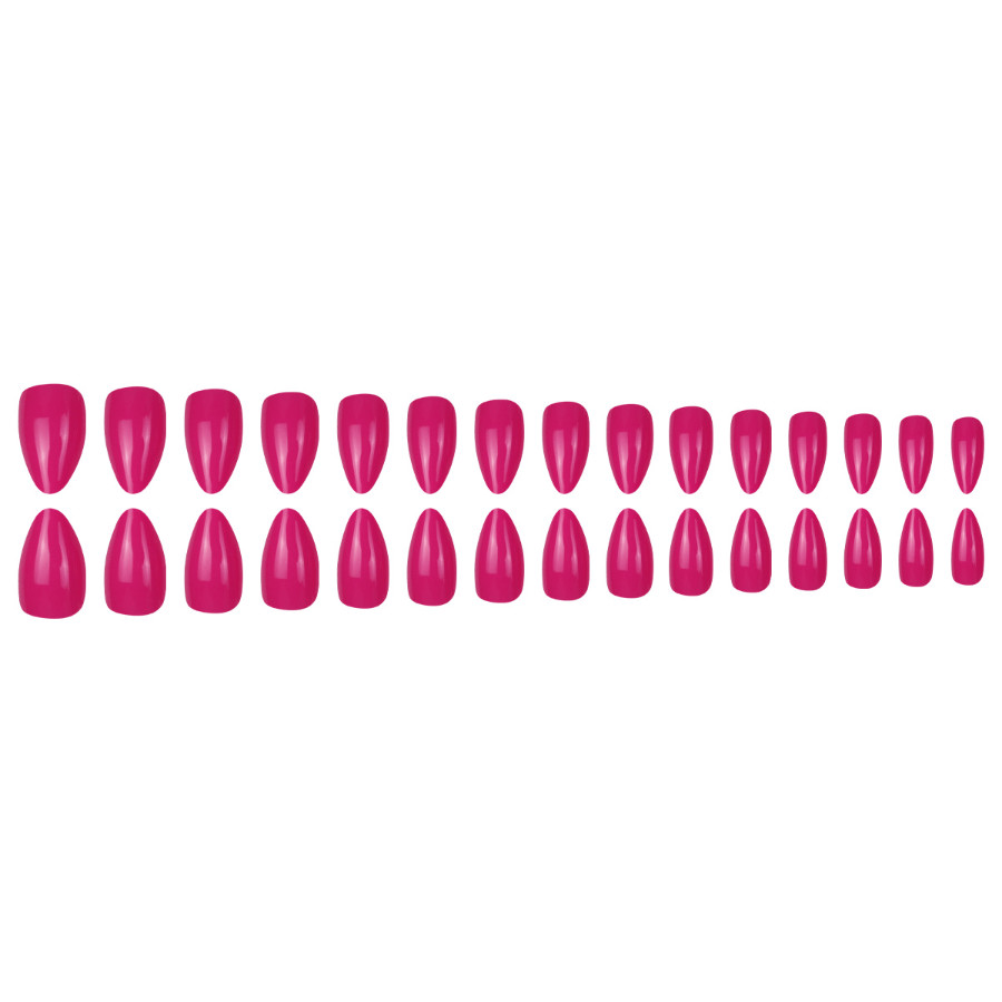 60pcs Stiletto Press on Nails, Hot Pink Solid Glossy Bright Color Fashion Nails