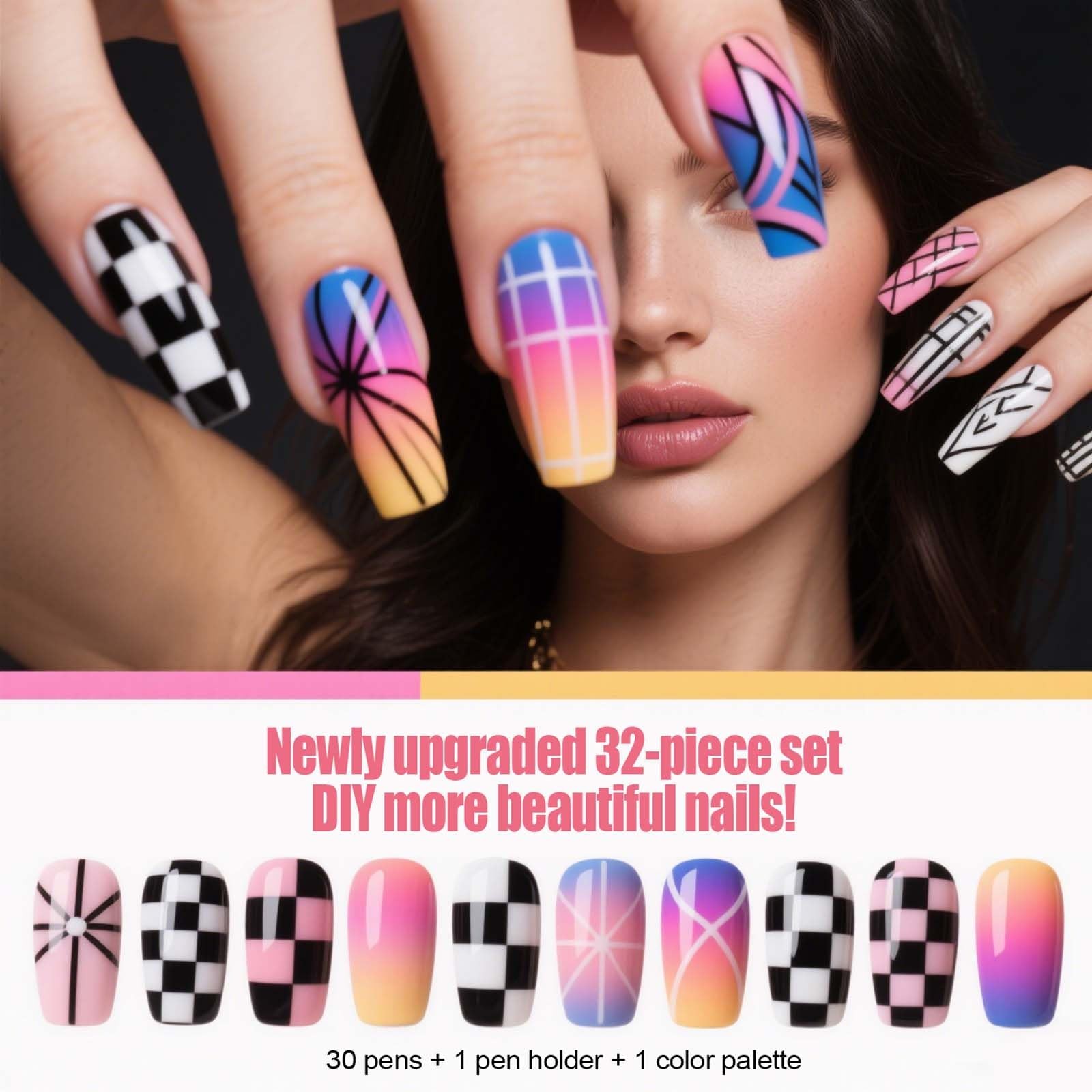 Artdone Nail Dotting Tools 32PCS Double-ended Nail Art Brushes Kit Nail Art G…