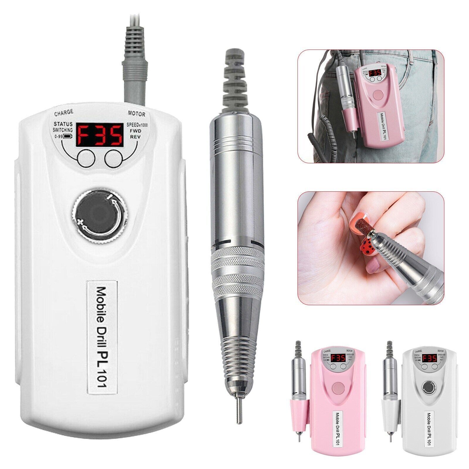 35000RPM Rechargeable Electric Nail Drill Machine Portable Manicure Pedicure Set