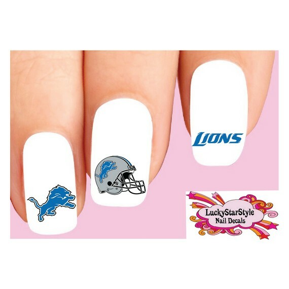 Waterslide Nail Decals Set of 20 – Detroit Lions Football Assorted