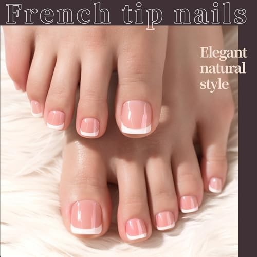 Press on Toenails, 6 Colors Press On Black/White/Nude/Red/Purple/French Tip