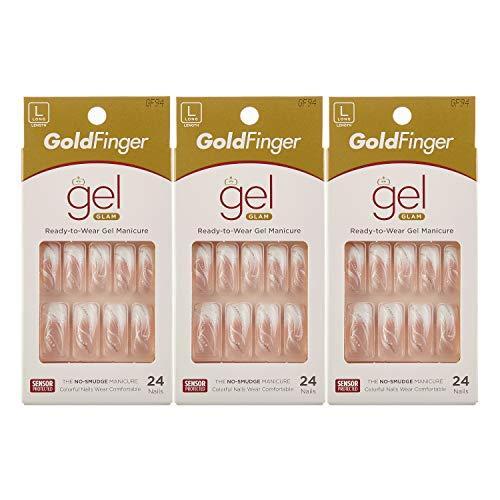 Gold Finger Gel Glam Design Nails (3 Pack)