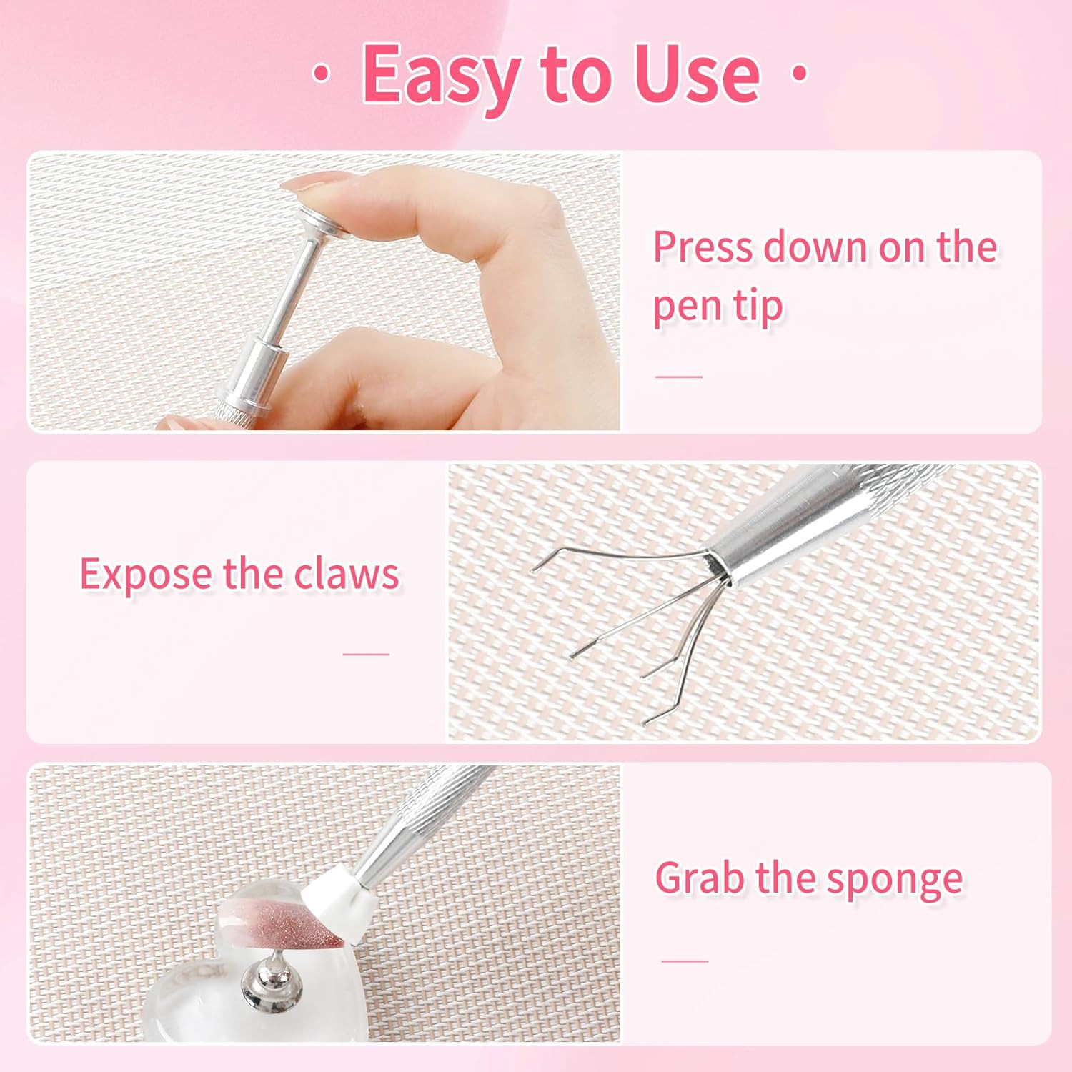 Ombre Nail Sponge Kit 100Pcs w/ Gripper Pen for Gradient Nail Art Design Silver