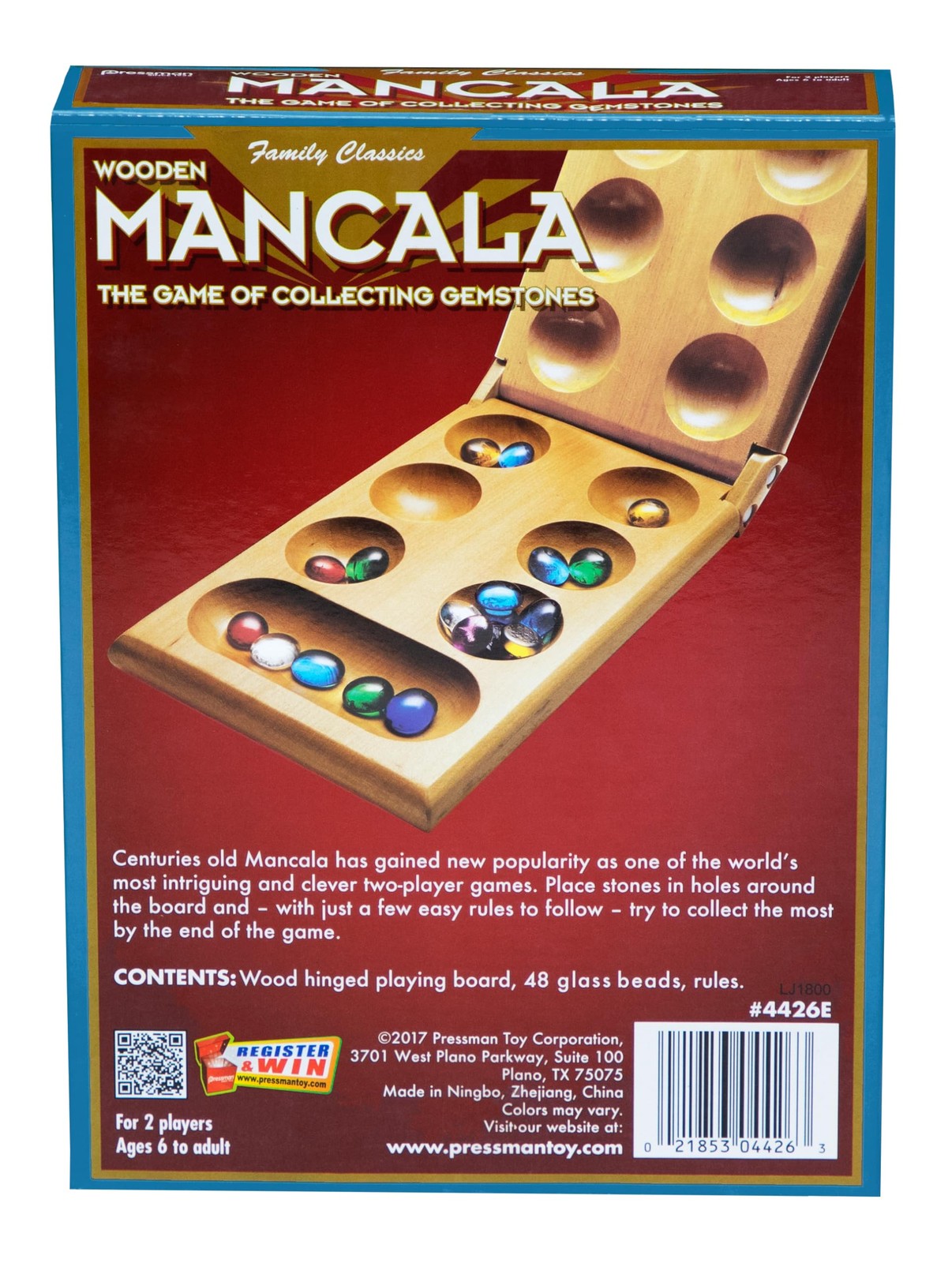 Pressman Mancala Board Game | Fun Classic Table for 1 pack, Green/Blue/Red
