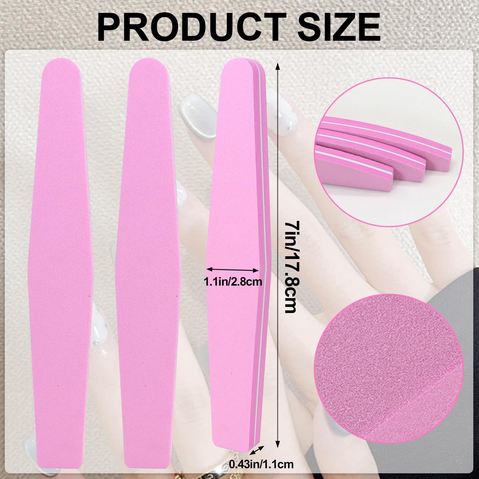 Nail Buffers 20 Pack 100/180 Grit Buffer Block Sponge Buffing Nail Washable D…