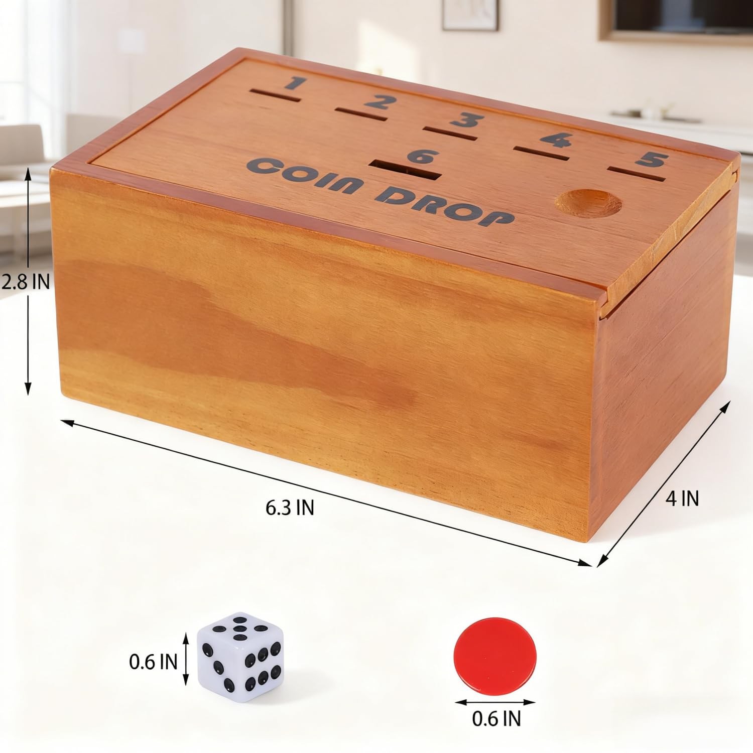 Juegoal Coin Drop Set, Pennies Dice Games, Wooden 6.3 x 4 x 2.8 Inches, Red