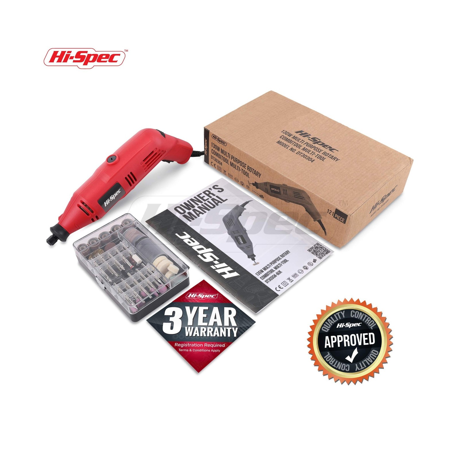 Hi-Spec 121pc 130W Corded Power Rotary Multi Tool Kit with Dremel C… Fast Ship