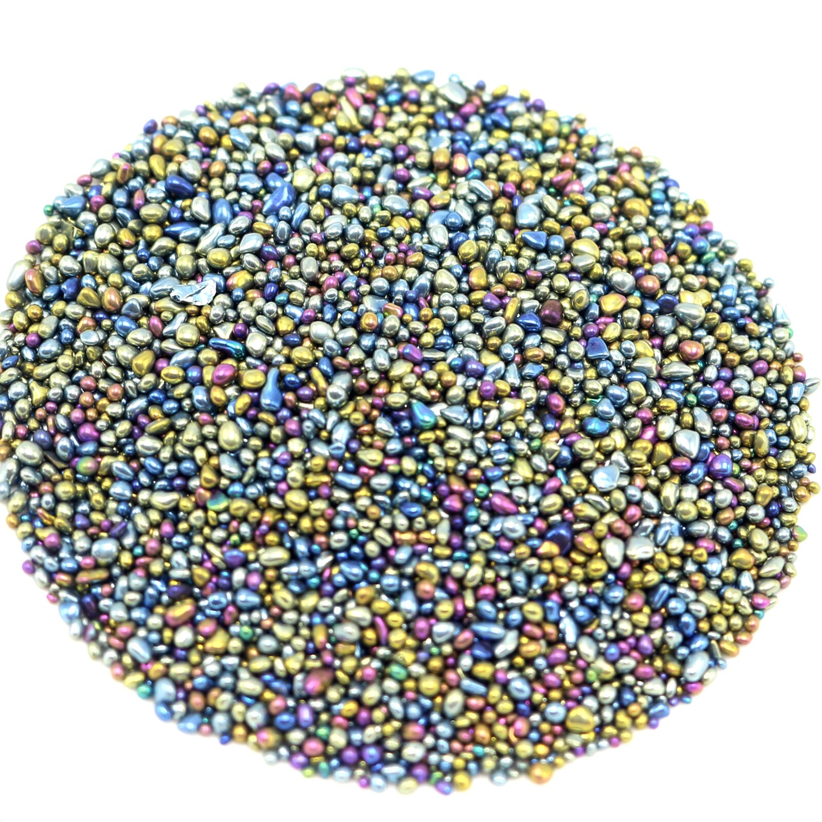 30 Gram Peacock Blue Glass Oval Microbeads Nail Art Tips + Storage Box