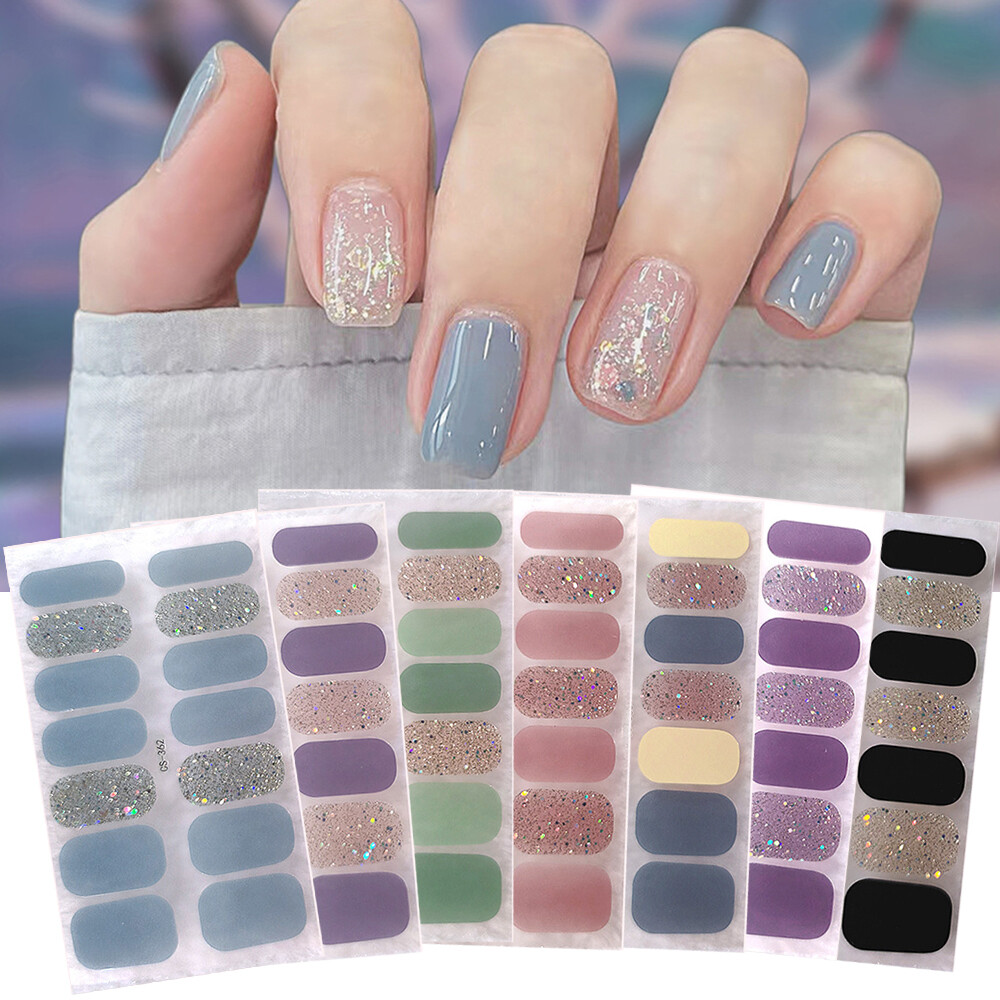 Full Size Nail Wraps Stickers Polish Toe Manicure Art Self Stick Decor 3D Decal