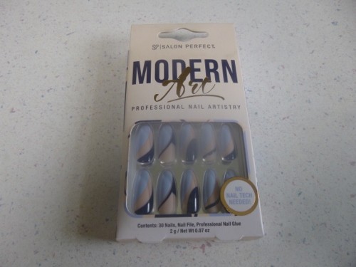 Salon Perfect Modern Blue Sw Nail Set Of 30 Nails, File, Professional Glue 2Pack