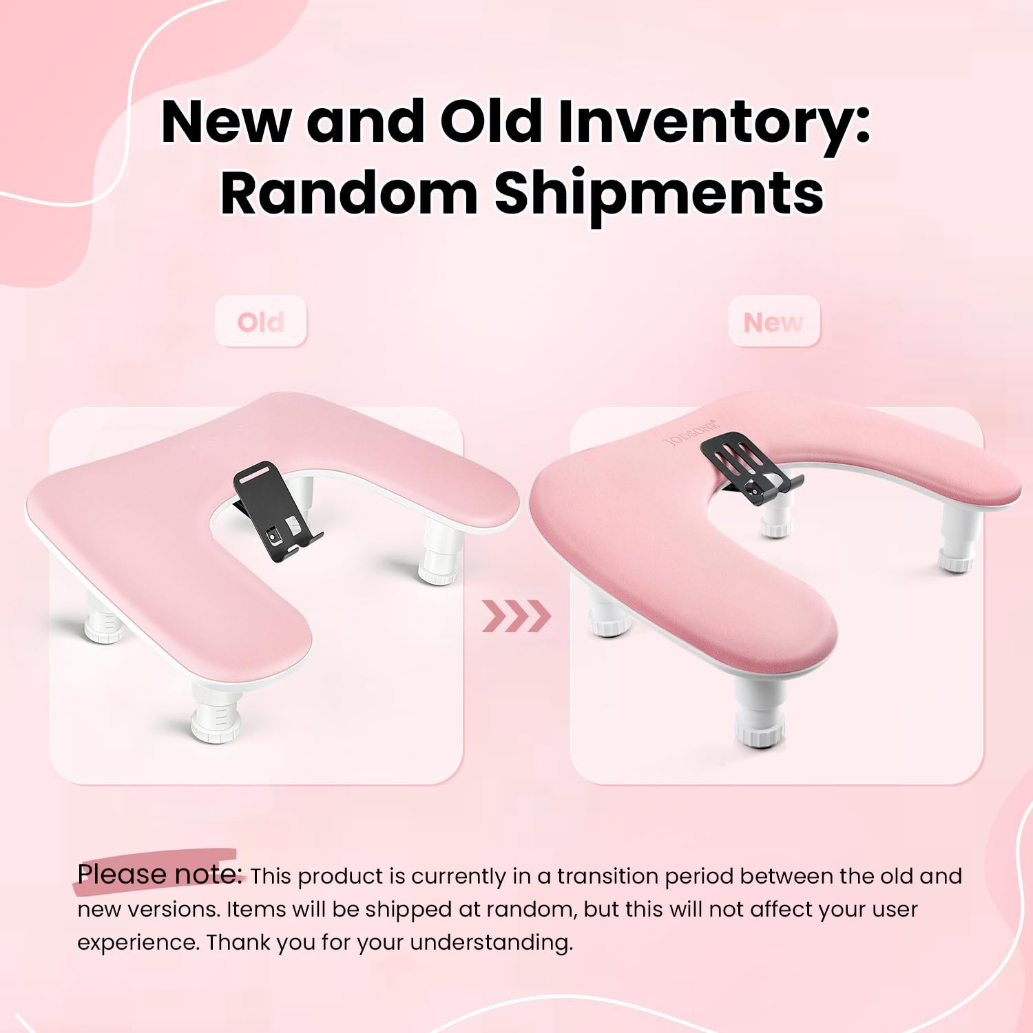 Pink U-Shaped Manicure Arm Rest for Nails Tech with Rotating 360°Built-In Pho…
