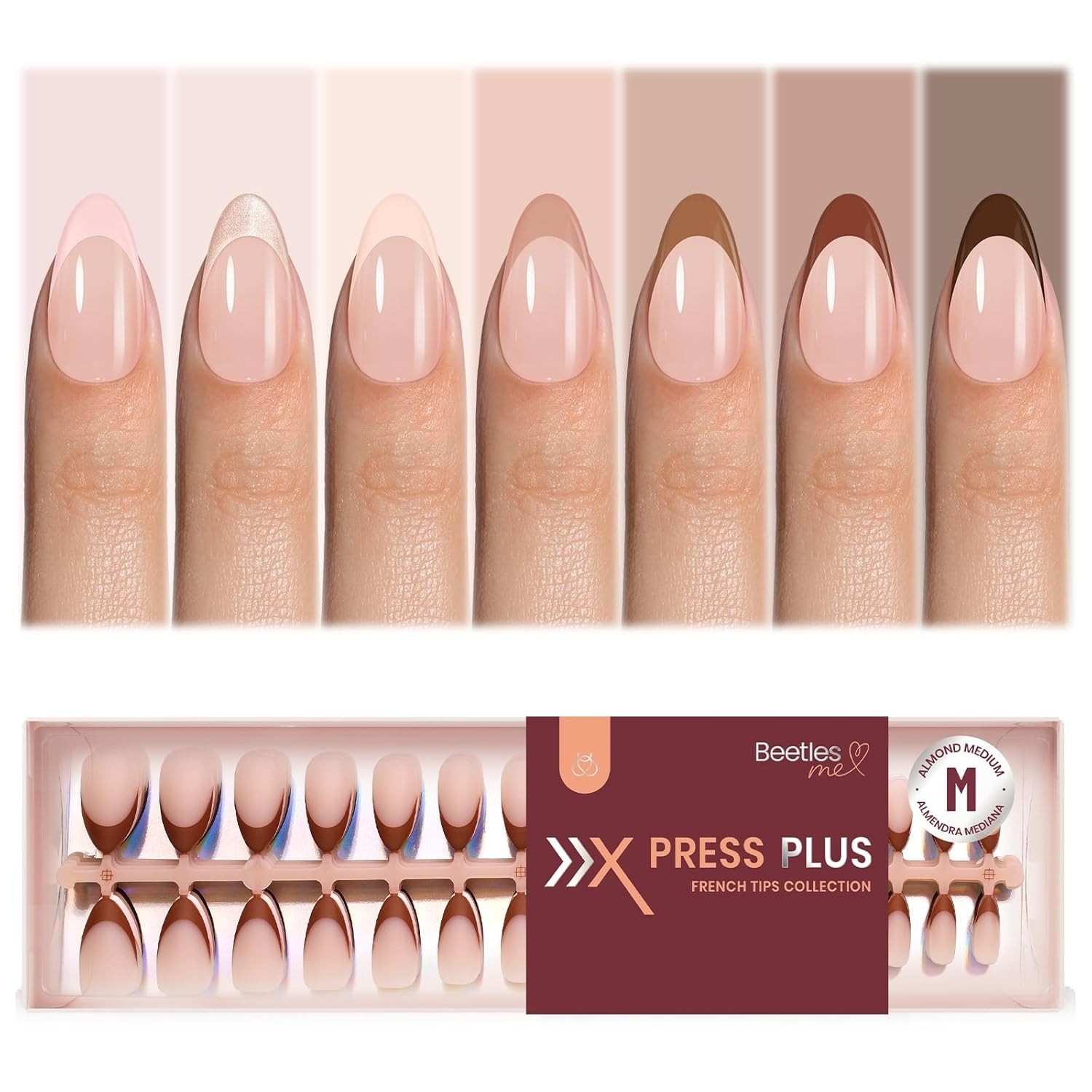 Luxury Long Medium Press On Nails – Cappuccino Mousse, Salon Quality 224 Set