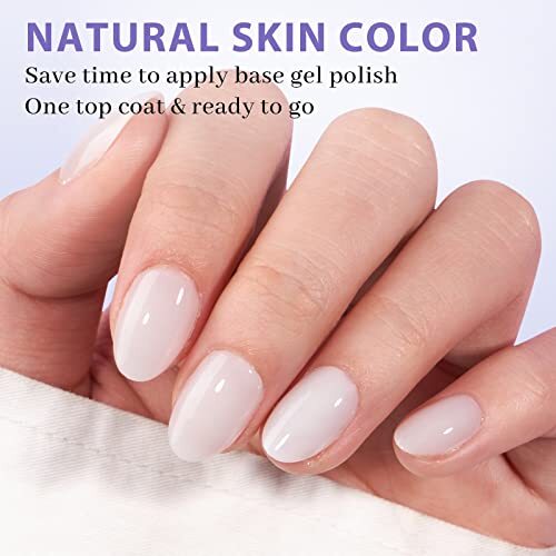 XS Short Almond Gel Nail Tips – Pre Colored Milky D-XS Almond Milky White