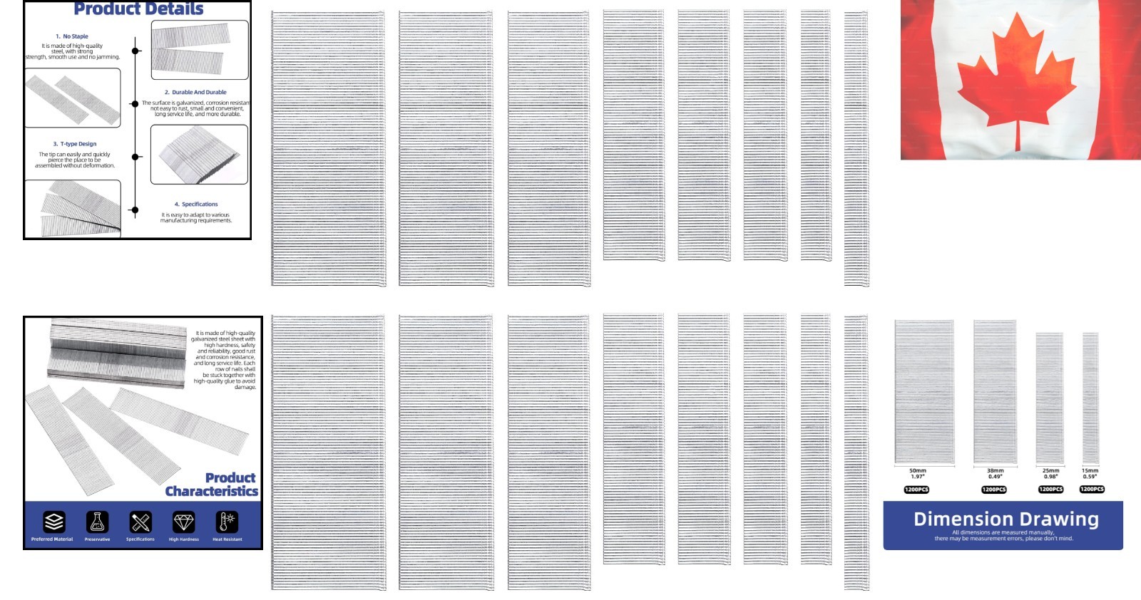 4800Pcs Galvanized Brad Nails – 18 Gauge Straight Finishing Nail Assortment Kit