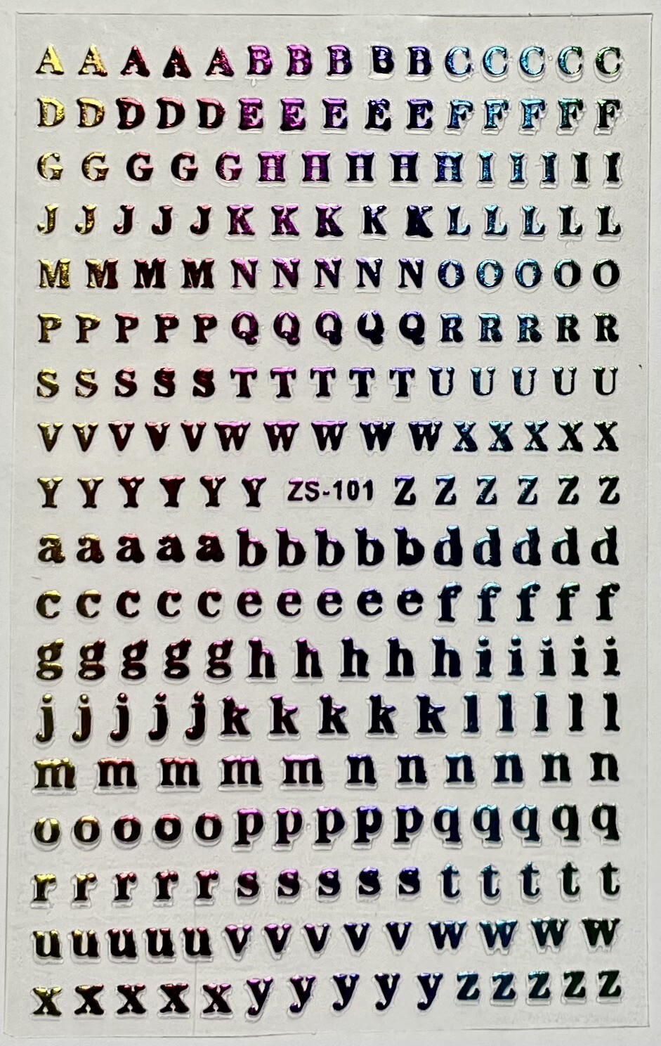 Nail Stickers Art Decal DIY Design 3D Waterproof Colorful Letter Metallic ZS-101