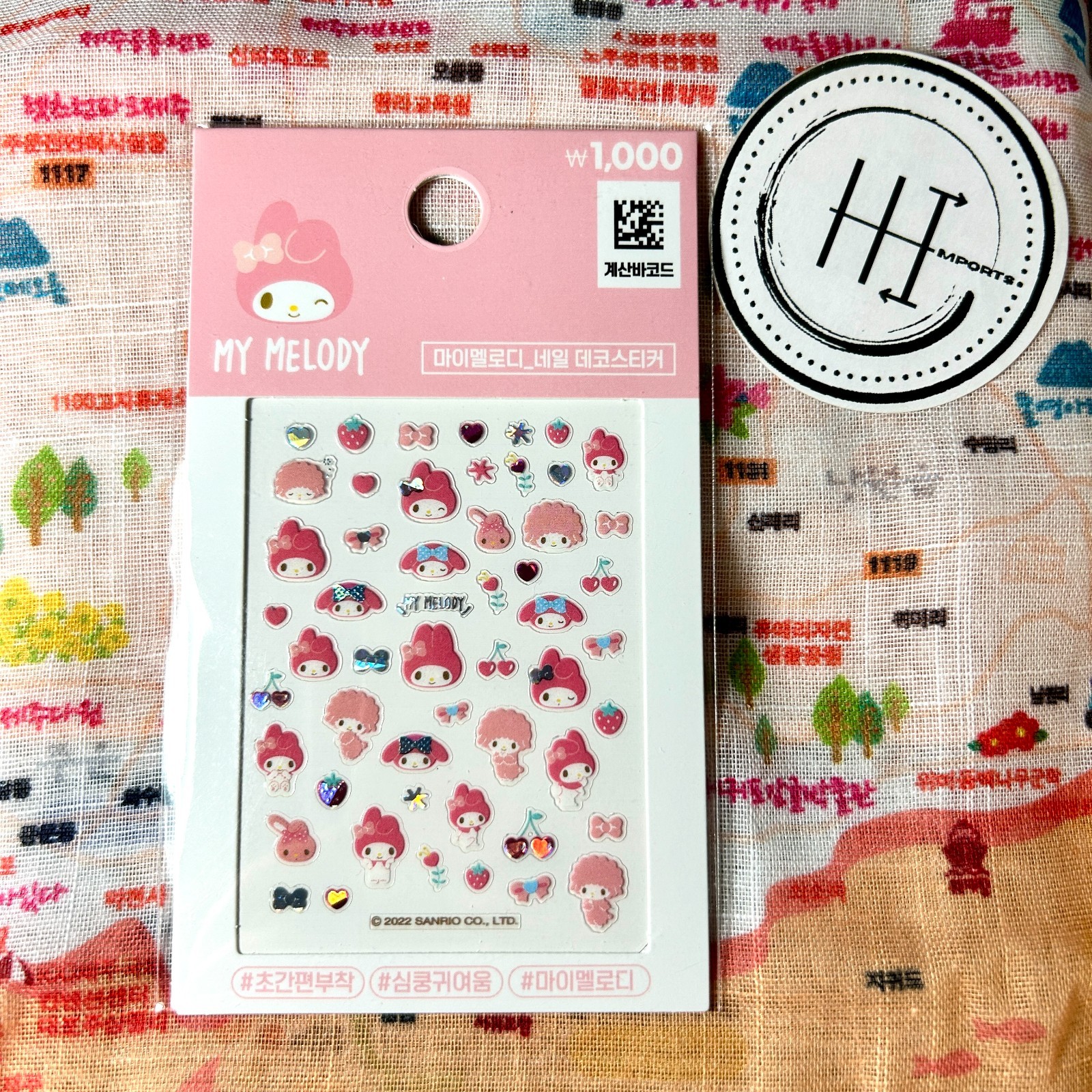 Official Sanrio My Melody Nail Sticker Sheet Made in Korea K-Beauty Nail Art