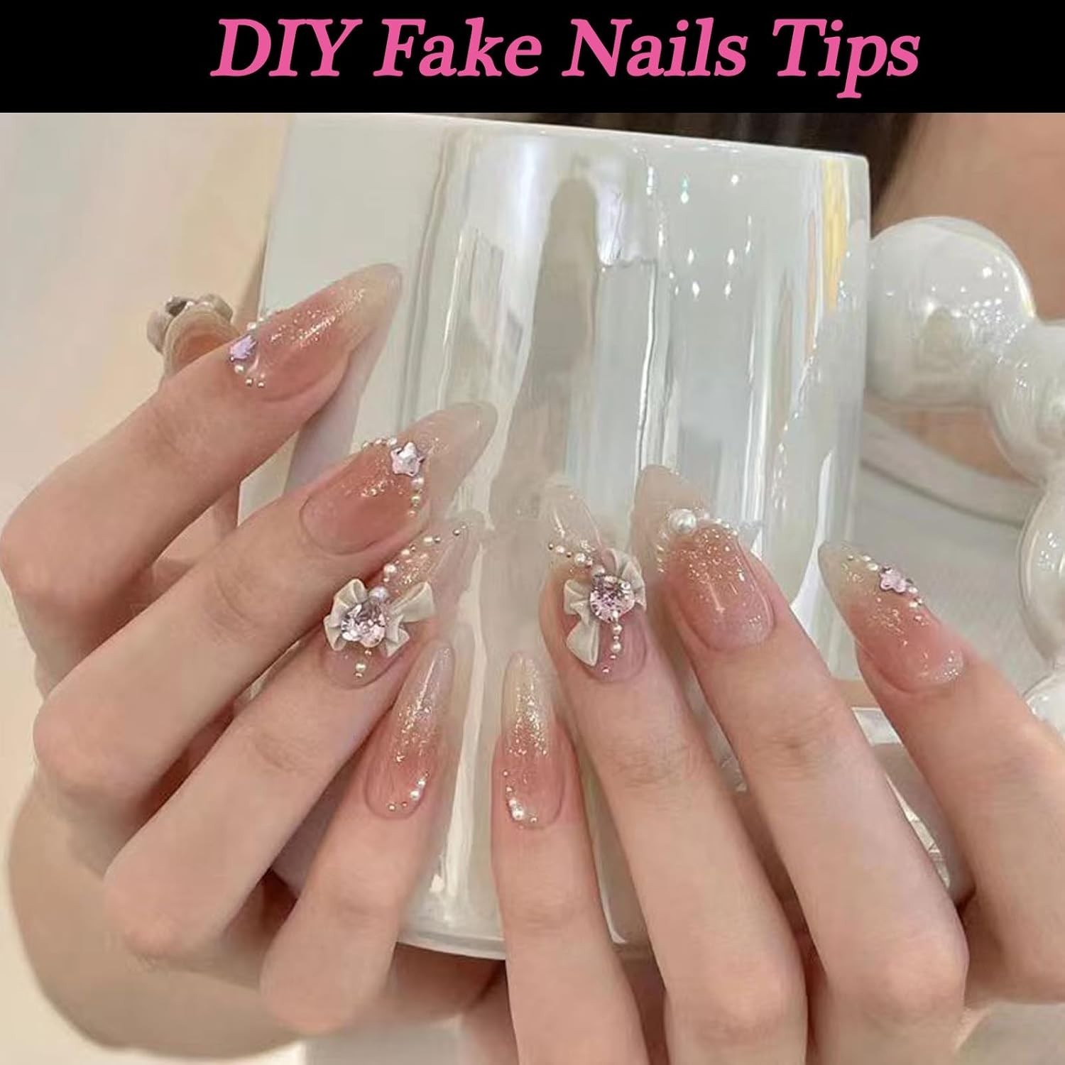 120 Pcs Acrylic Almond Full Cover Nail Tips, Clear Medium Almond Tips Half Matte