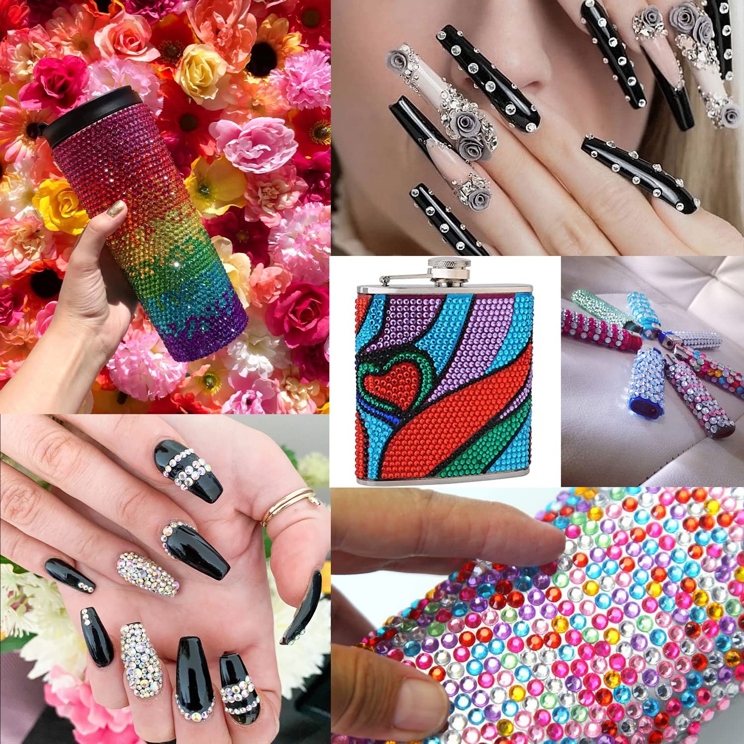 Flat Back Rhinestone Kits Colorful Rhinestones+Crystal AB&Transparent White G…