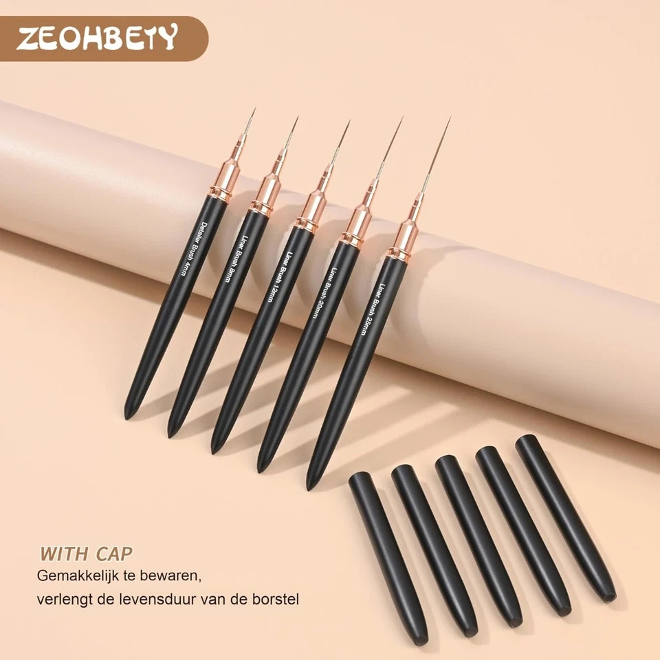 Metallic Nail Art Brushes, 5Pcs Nail Art Liner Brushes, Painting Art Design Brus